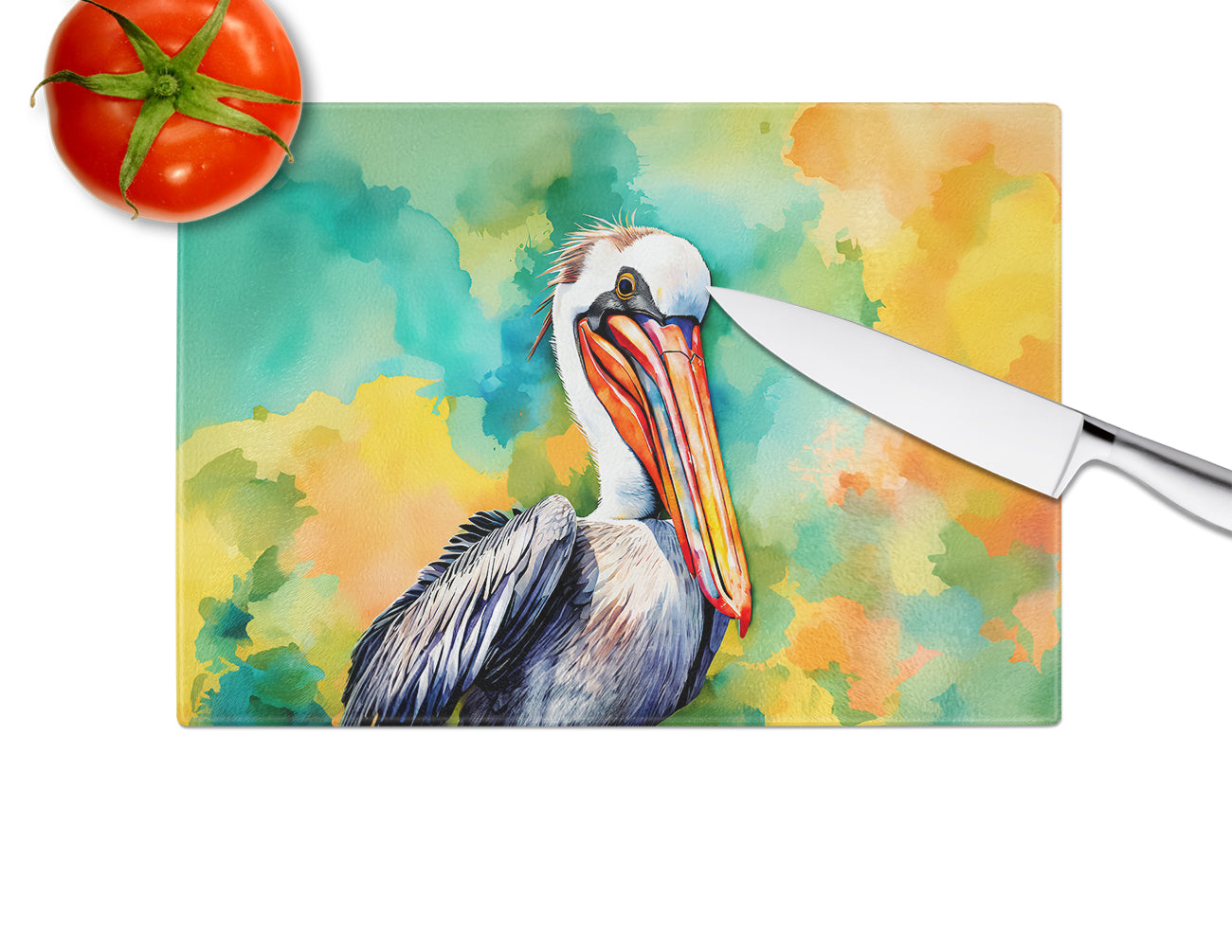 Hippie Animal Pelican Glass Cutting Board