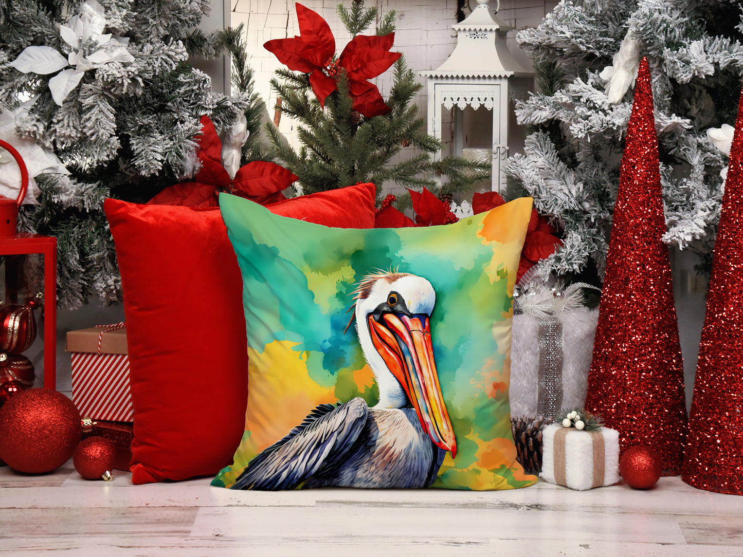 Hippie Animal Pelican Throw Pillow