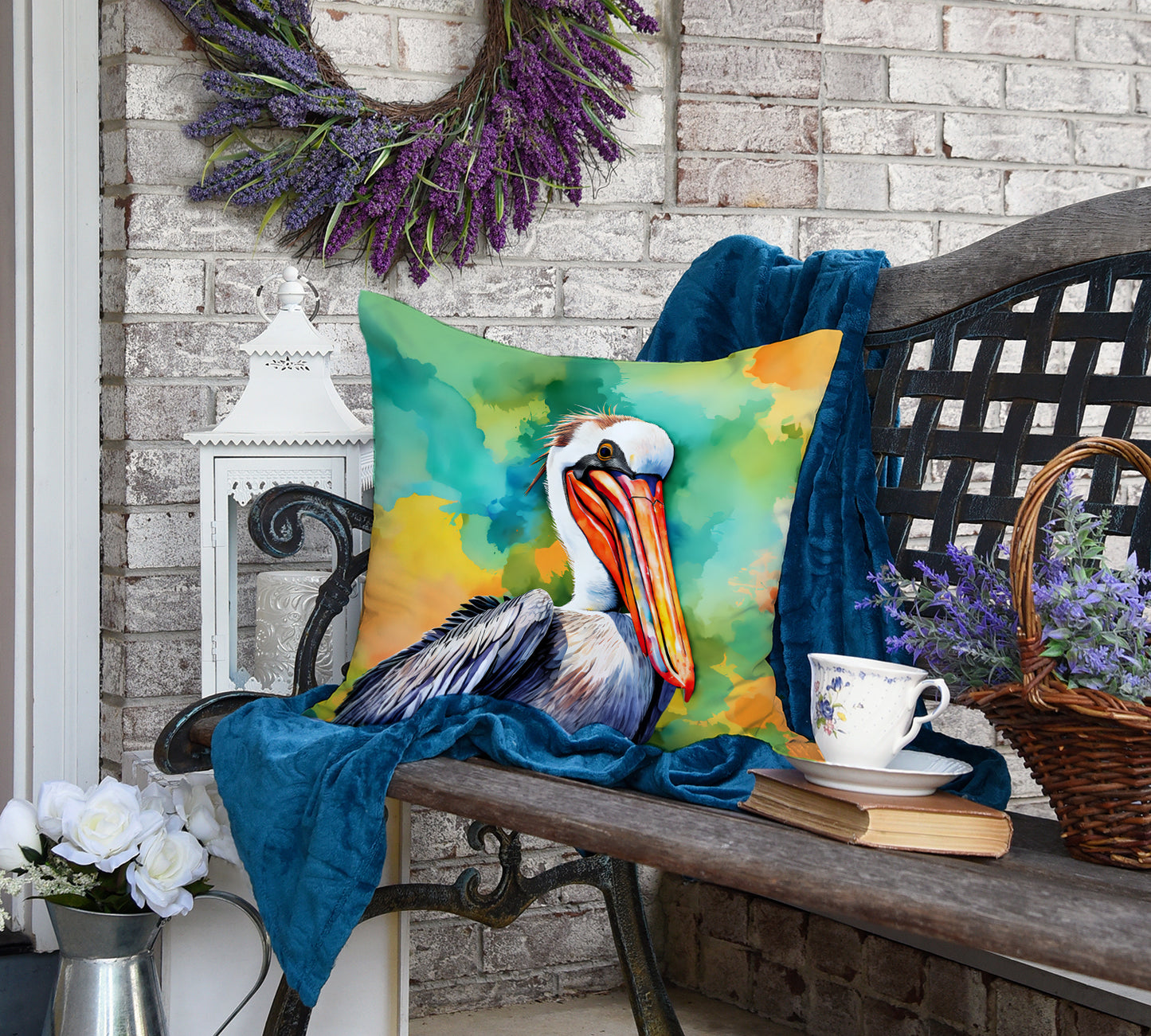 Hippie Animal Pelican Throw Pillow