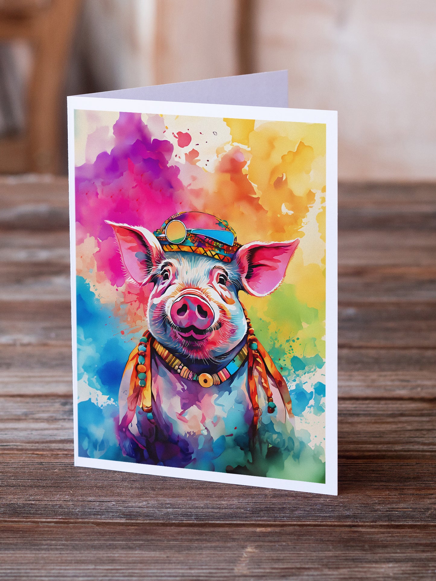 Hippie Animal Pig Greeting Cards Pack of 8