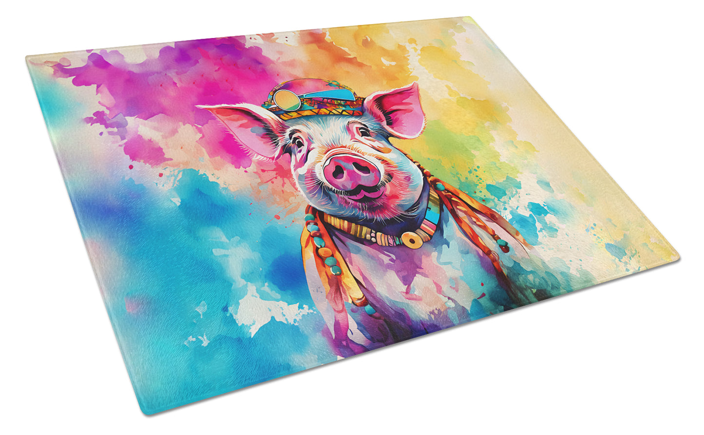 Buy this Hippie Animal Pig Glass Cutting Board