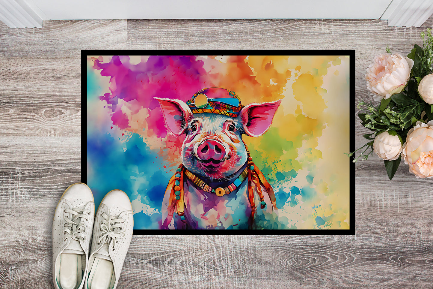 Hippie Animal Pig Doormat