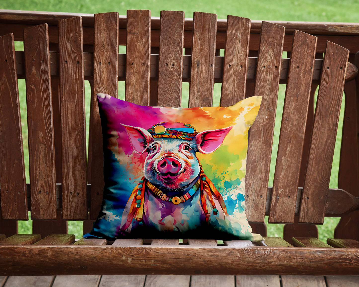 Hippie Animal Pig Throw Pillow