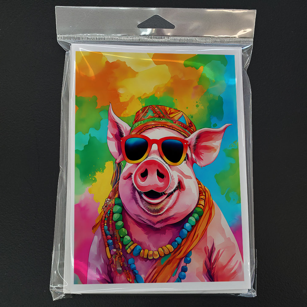 Hippie Animal Pig Greeting Cards Pack of 8