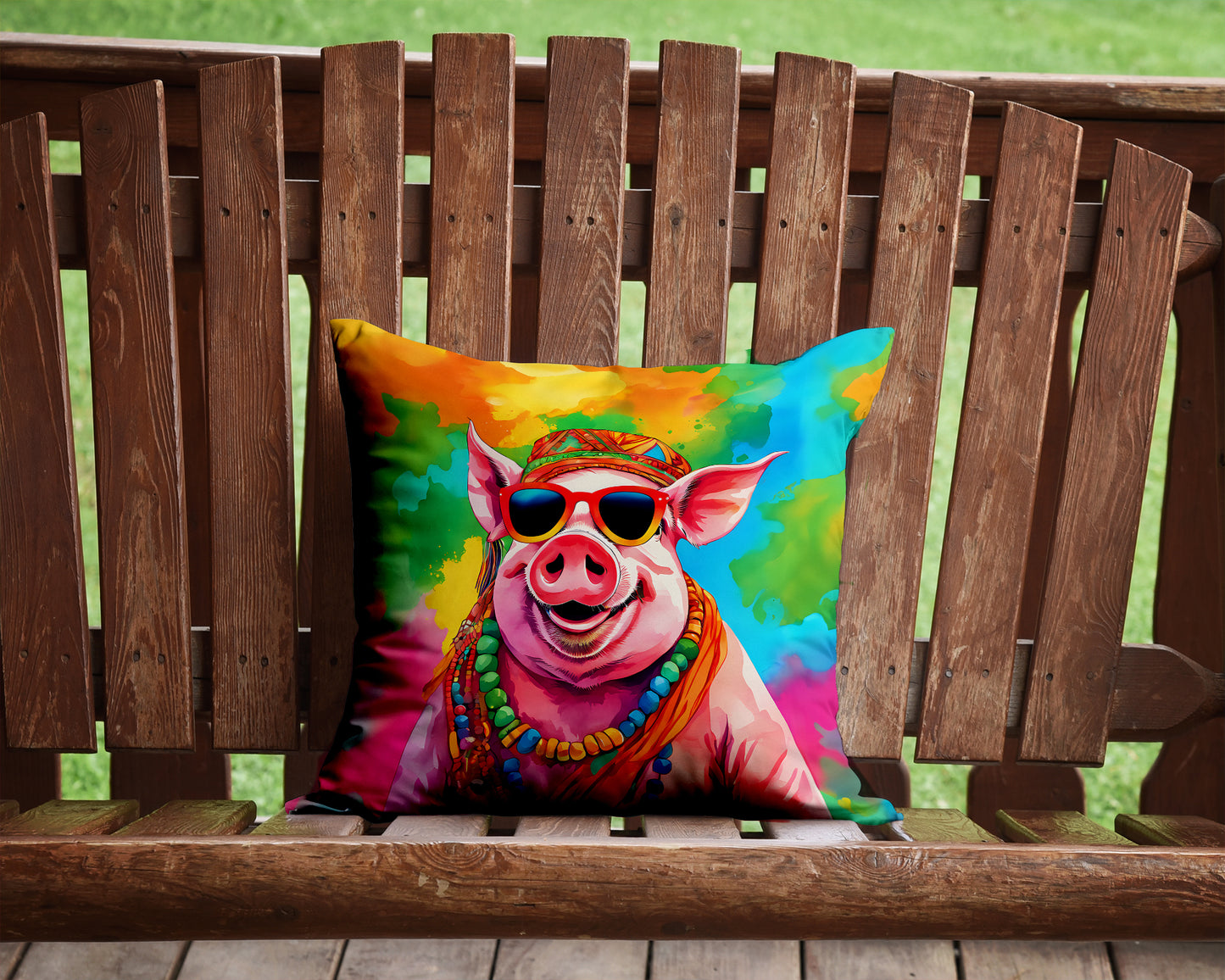 Hippie Animal Pig Throw Pillow