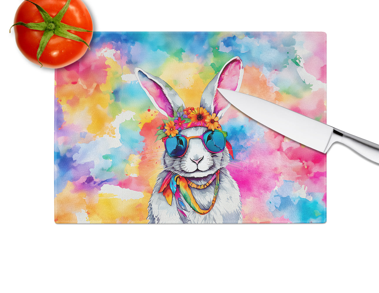 Hippie Animal Rabbit Glass Cutting Board