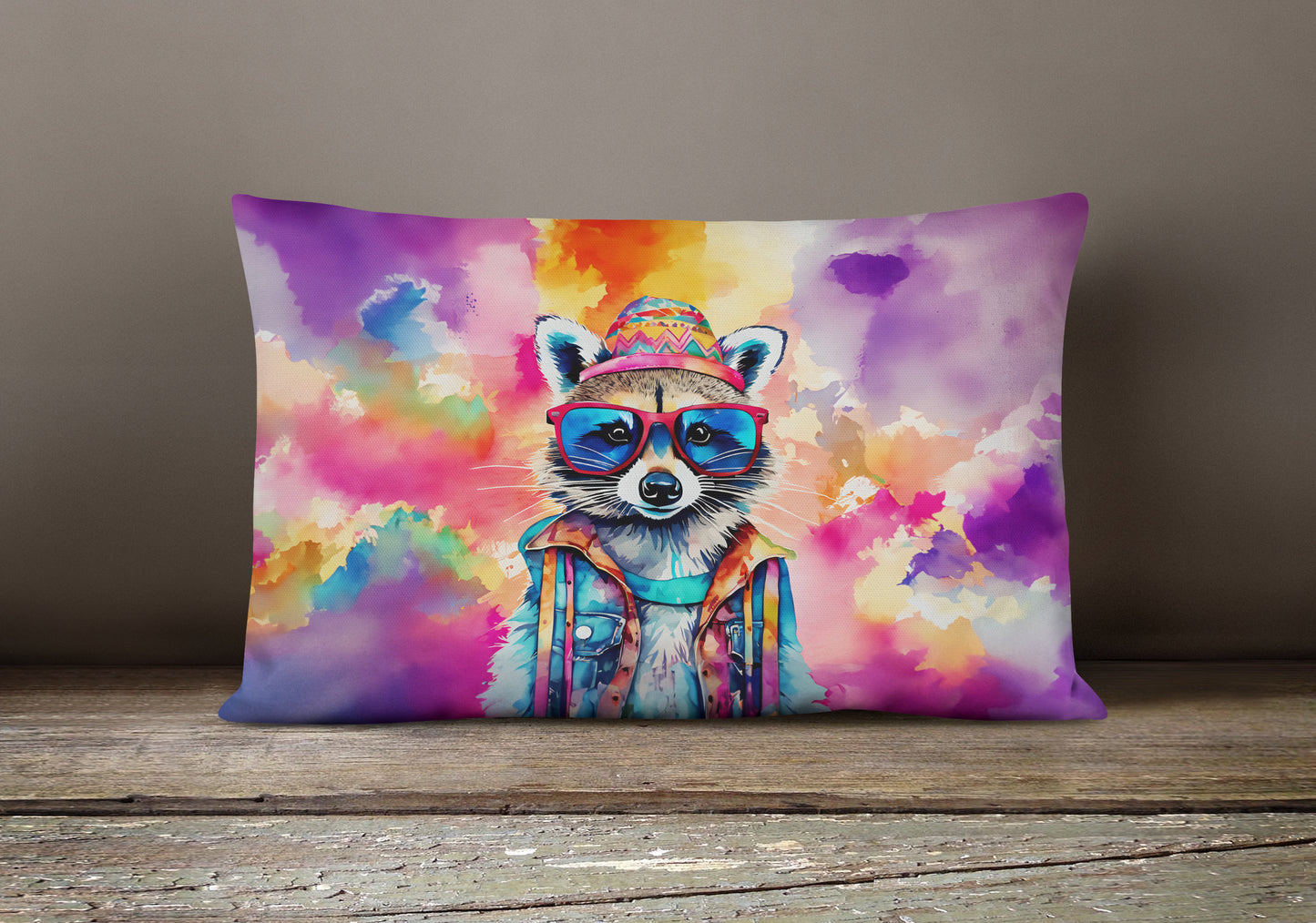 Hippie Animal Raccoon Throw Pillow