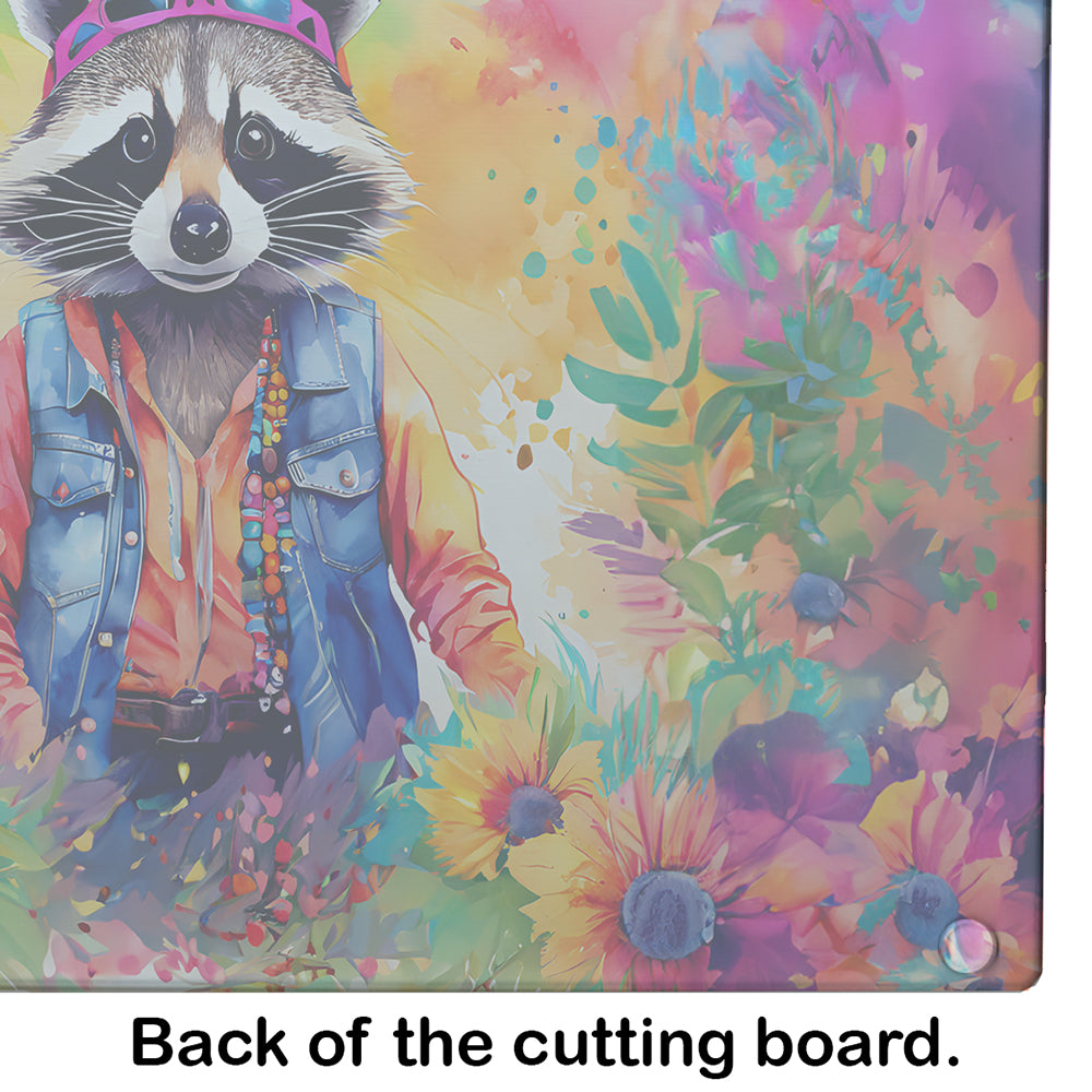 Hippie Animal Raccoon Glass Cutting Board