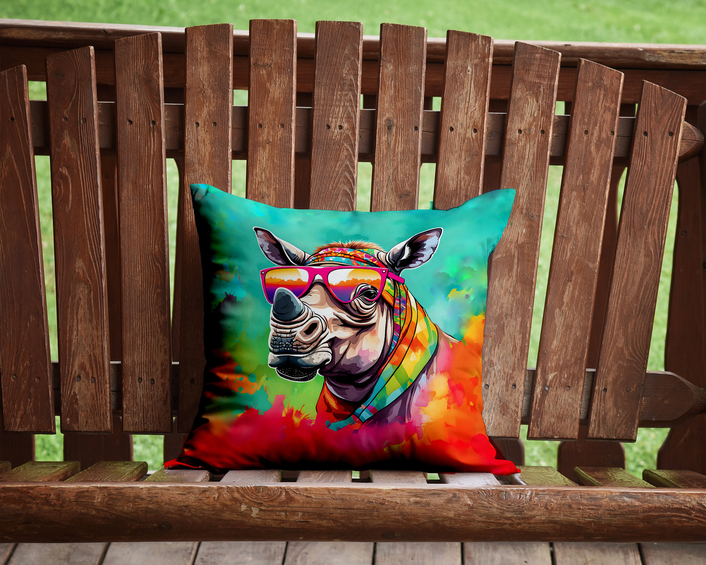 Hippie Animal Rhinoceros Throw Pillow