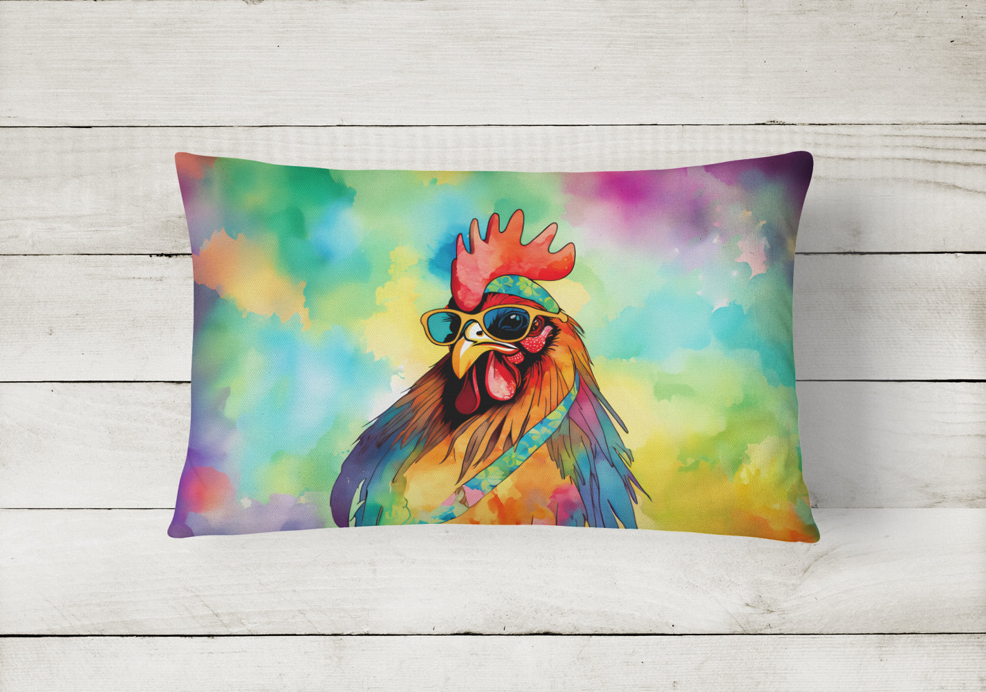 Hippie Animal Rooster Throw Pillow