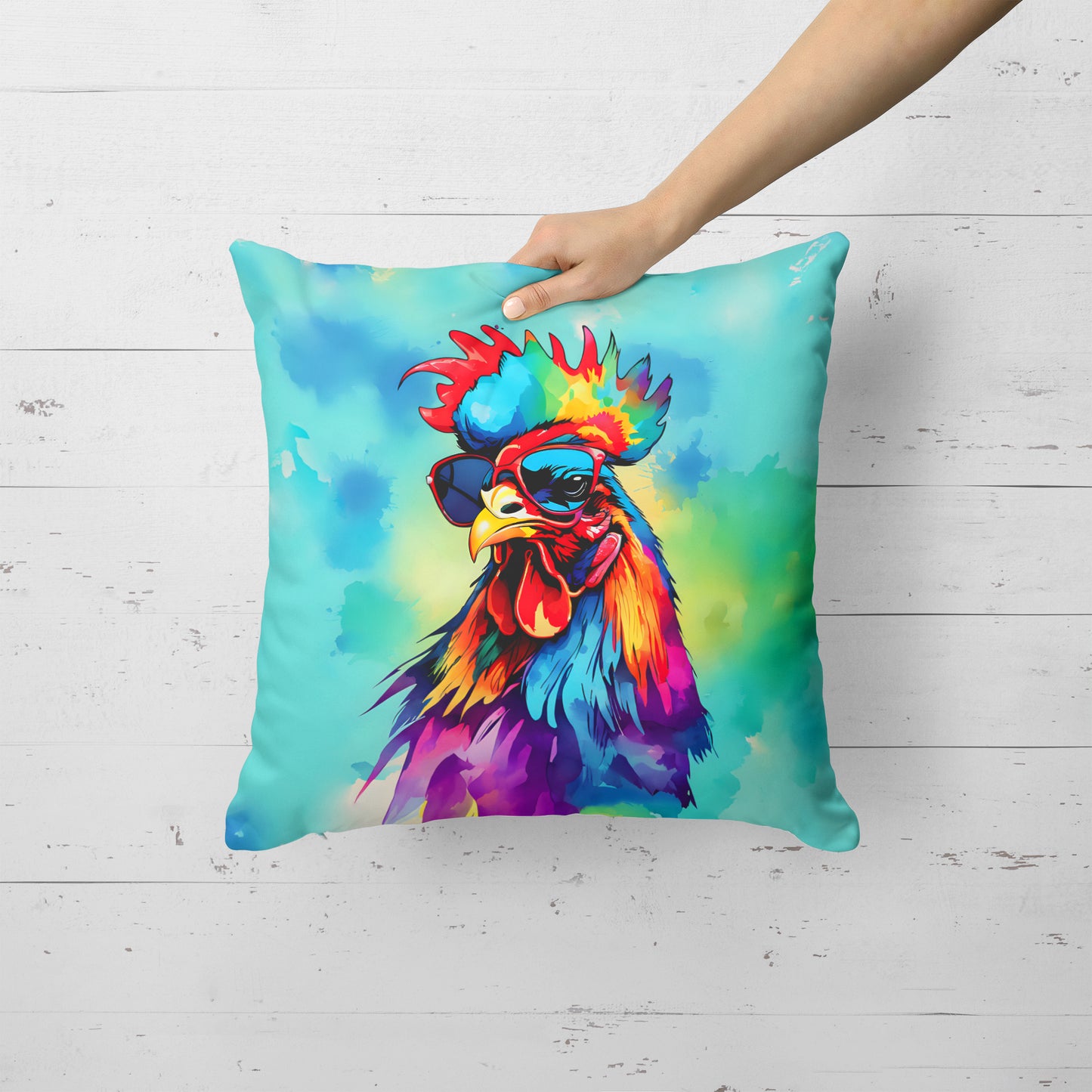 Hippie Animal Rooster Throw Pillow