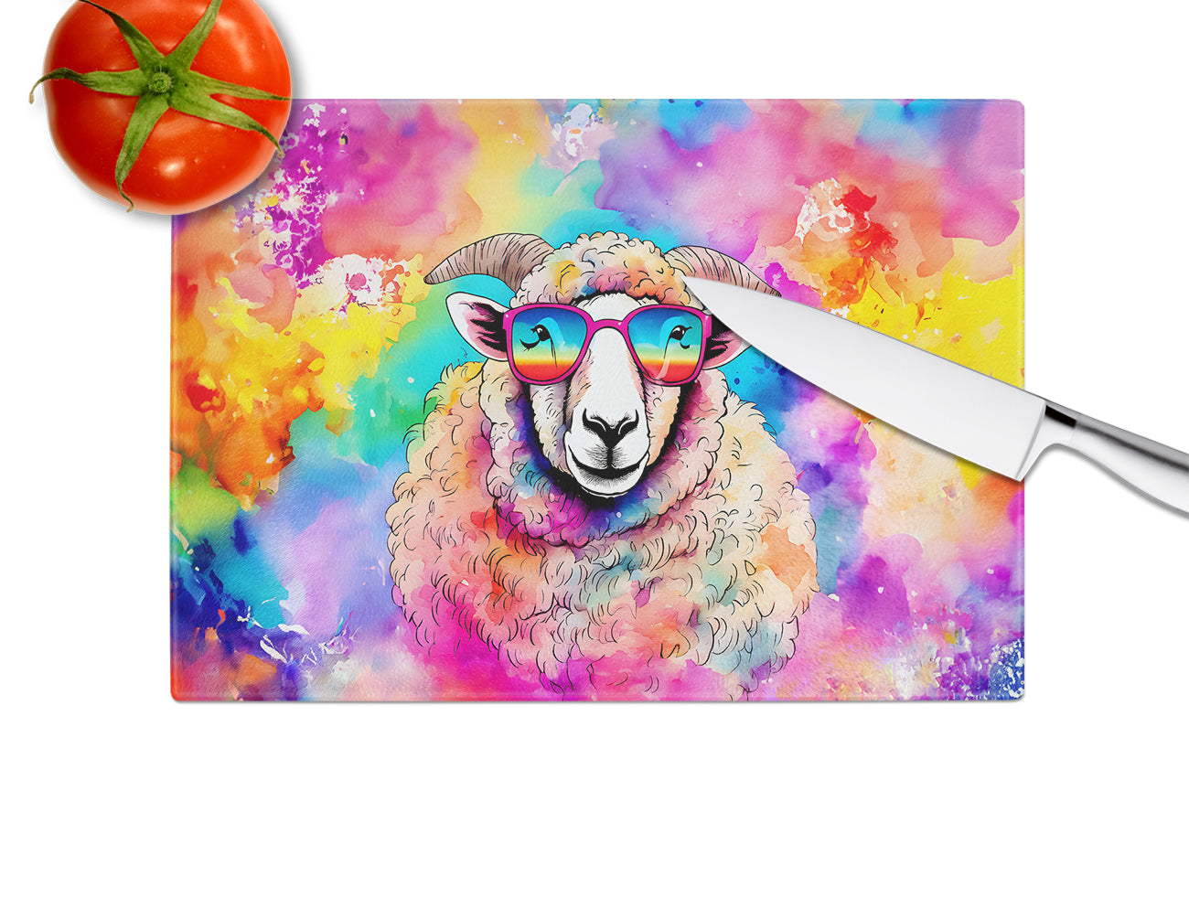 Hippie Animal Sheep Glass Cutting Board