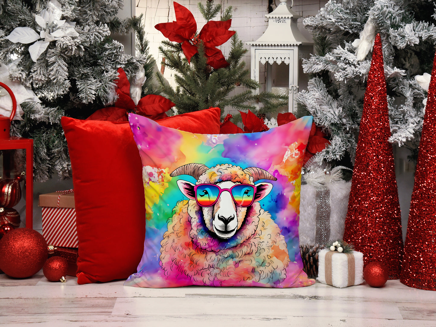 Hippie Animal Sheep Throw Pillow