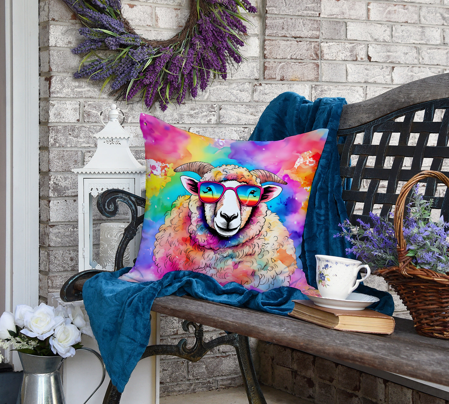 Hippie Animal Sheep Throw Pillow