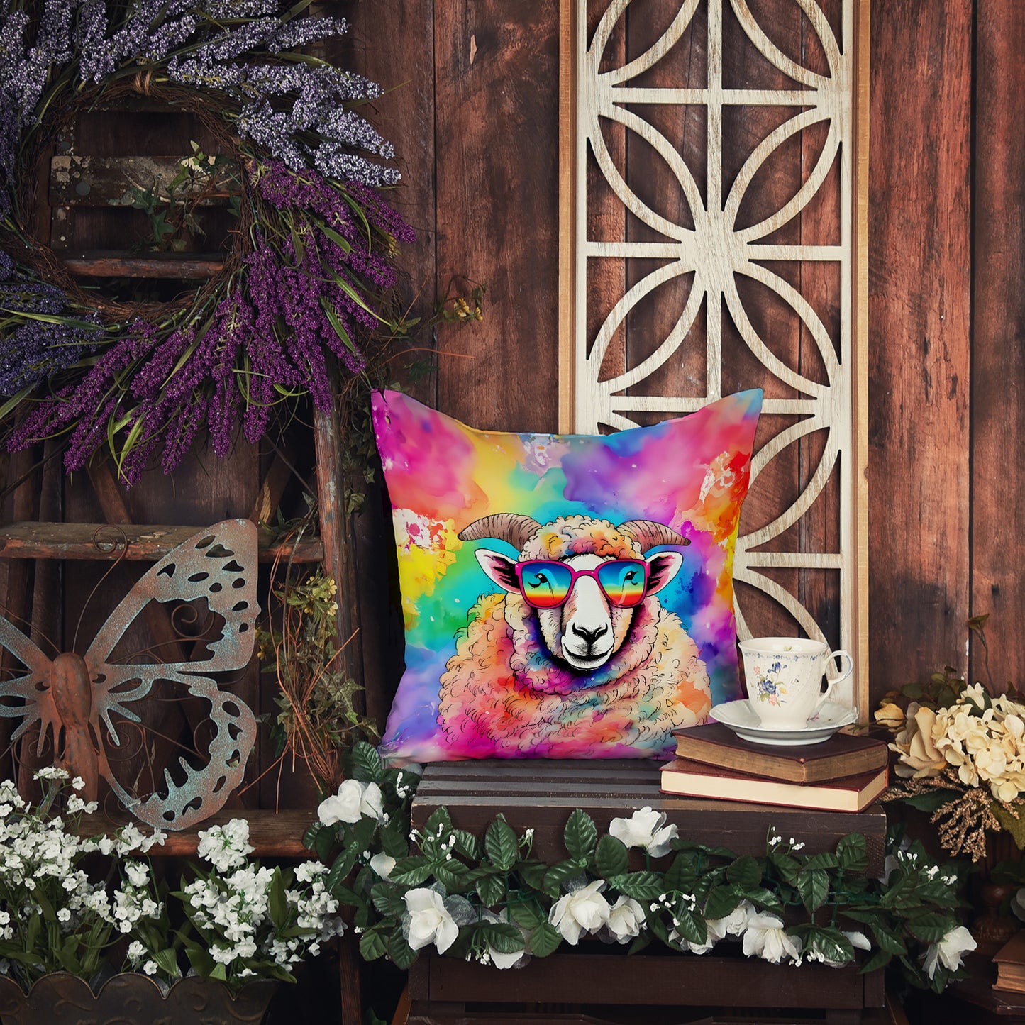 Hippie Animal Sheep Throw Pillow