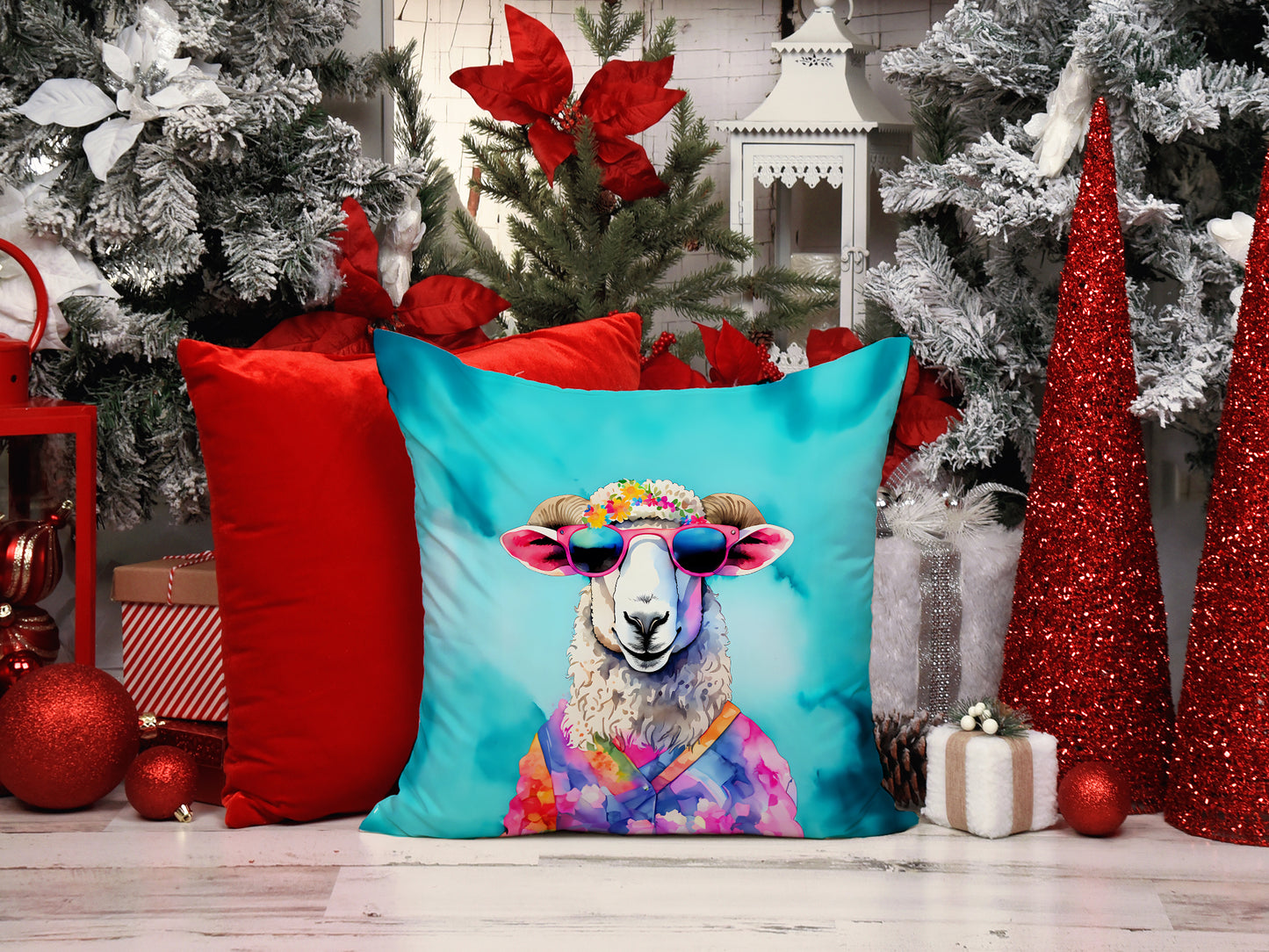 Hippie Animal Sheep Throw Pillow