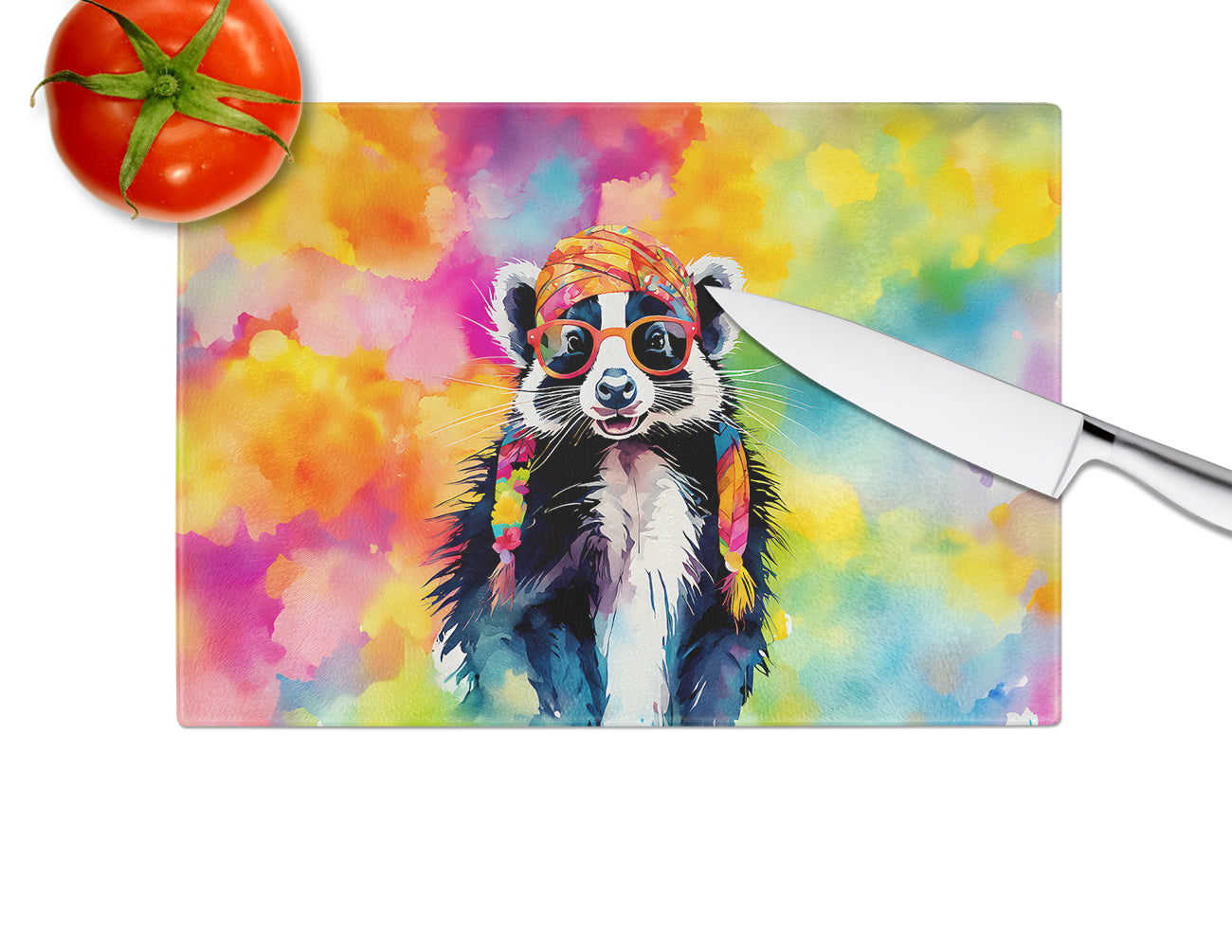 Hippie Animal Skunk Glass Cutting Board