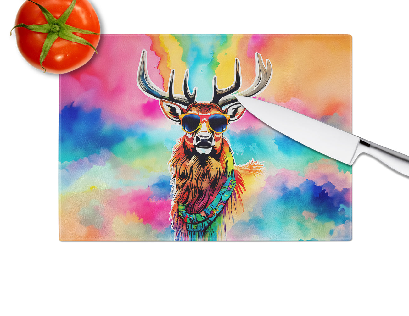 Hippie Animal Stag Deer Glass Cutting Board