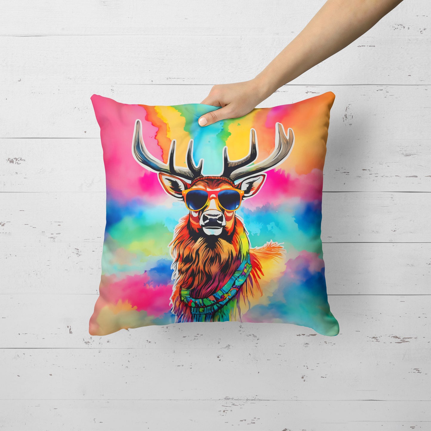 Hippie Animal Stag Deer Throw Pillow