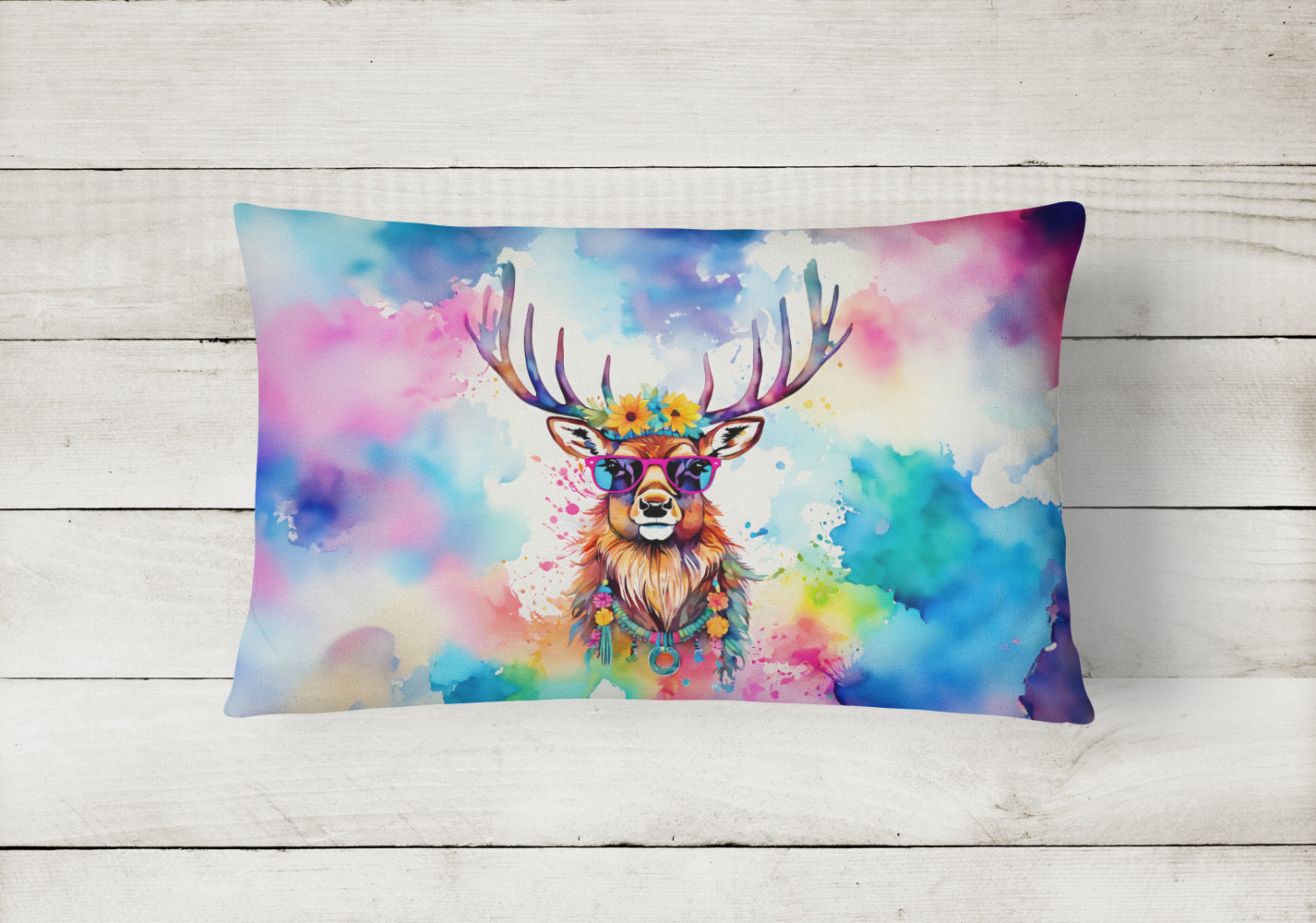 Hippie Animal Stag Deer Throw Pillow