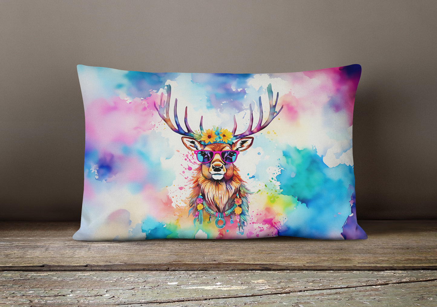 Hippie Animal Stag Deer Throw Pillow