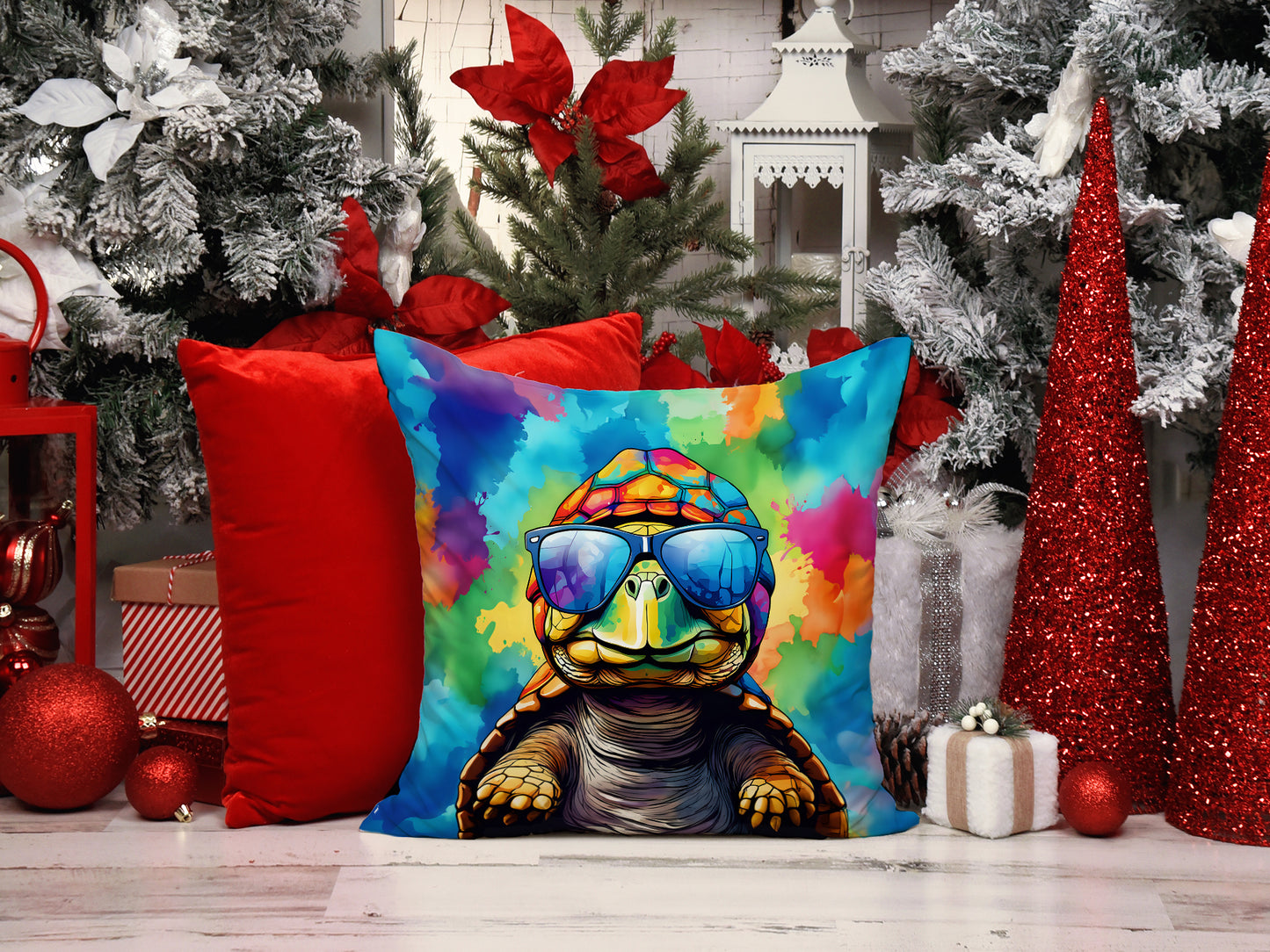 Hippie Animal Tortoise Turtle Throw Pillow