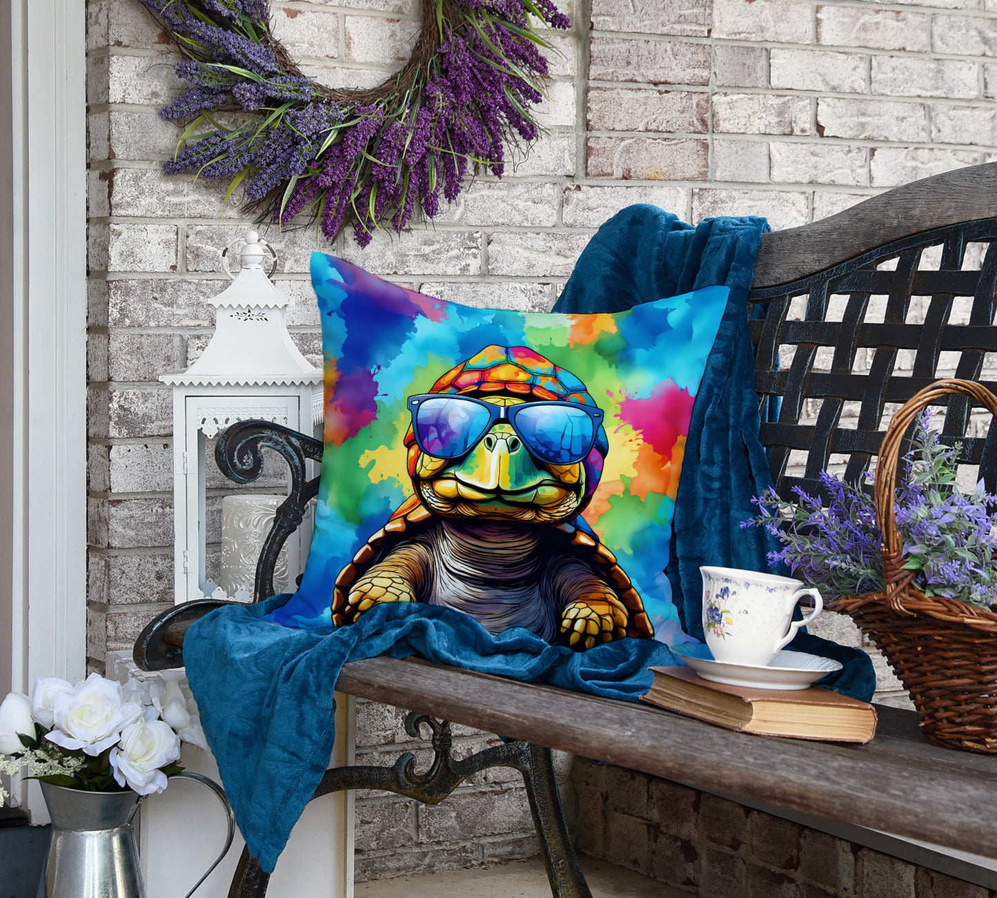 Hippie Animal Tortoise Turtle Throw Pillow