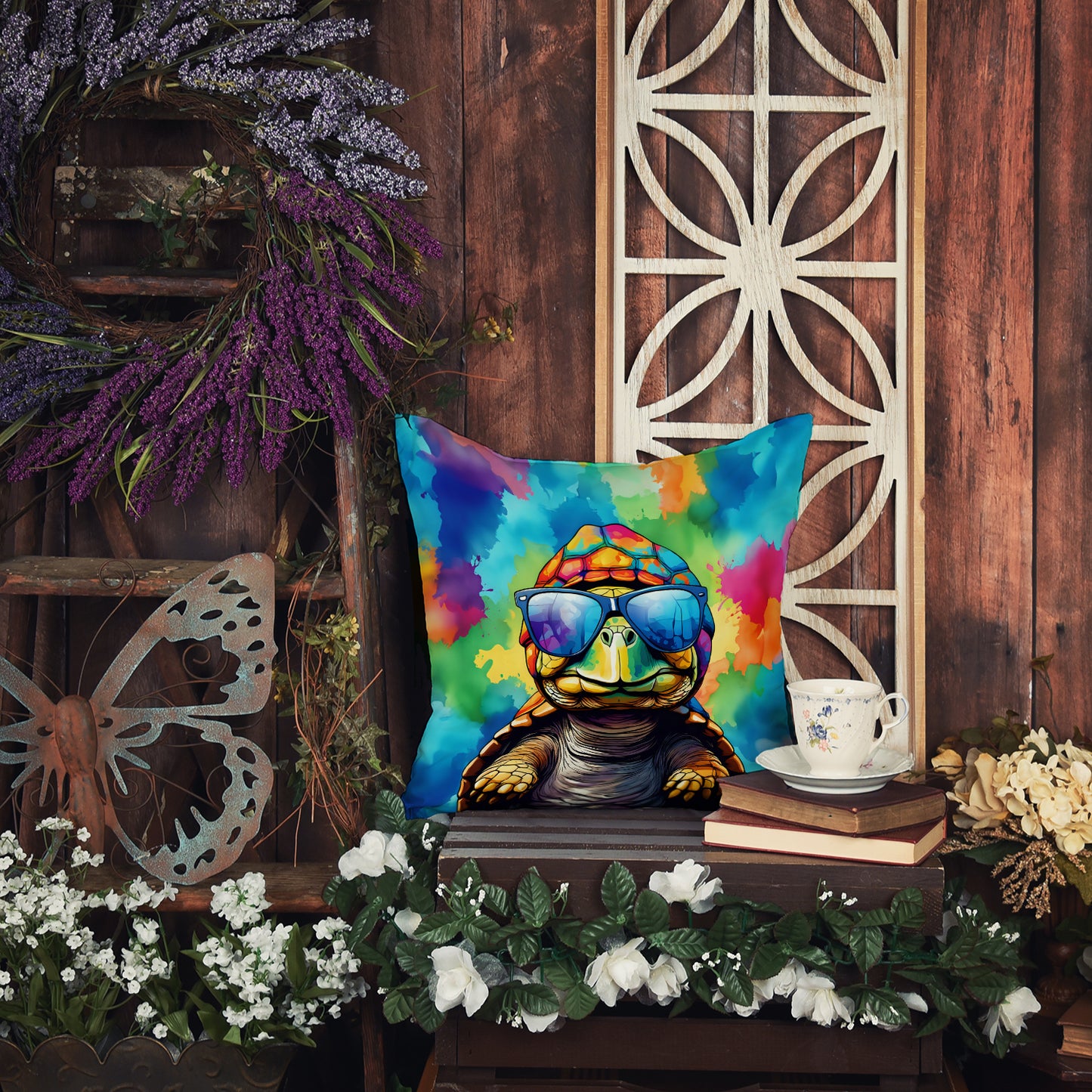 Hippie Animal Tortoise Turtle Throw Pillow