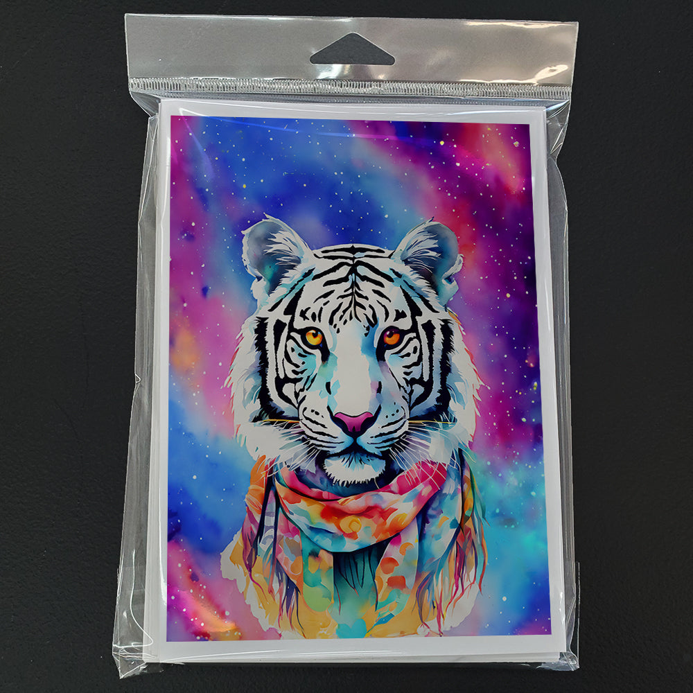 Hippie Animal White Tiger Greeting Cards Pack of 8