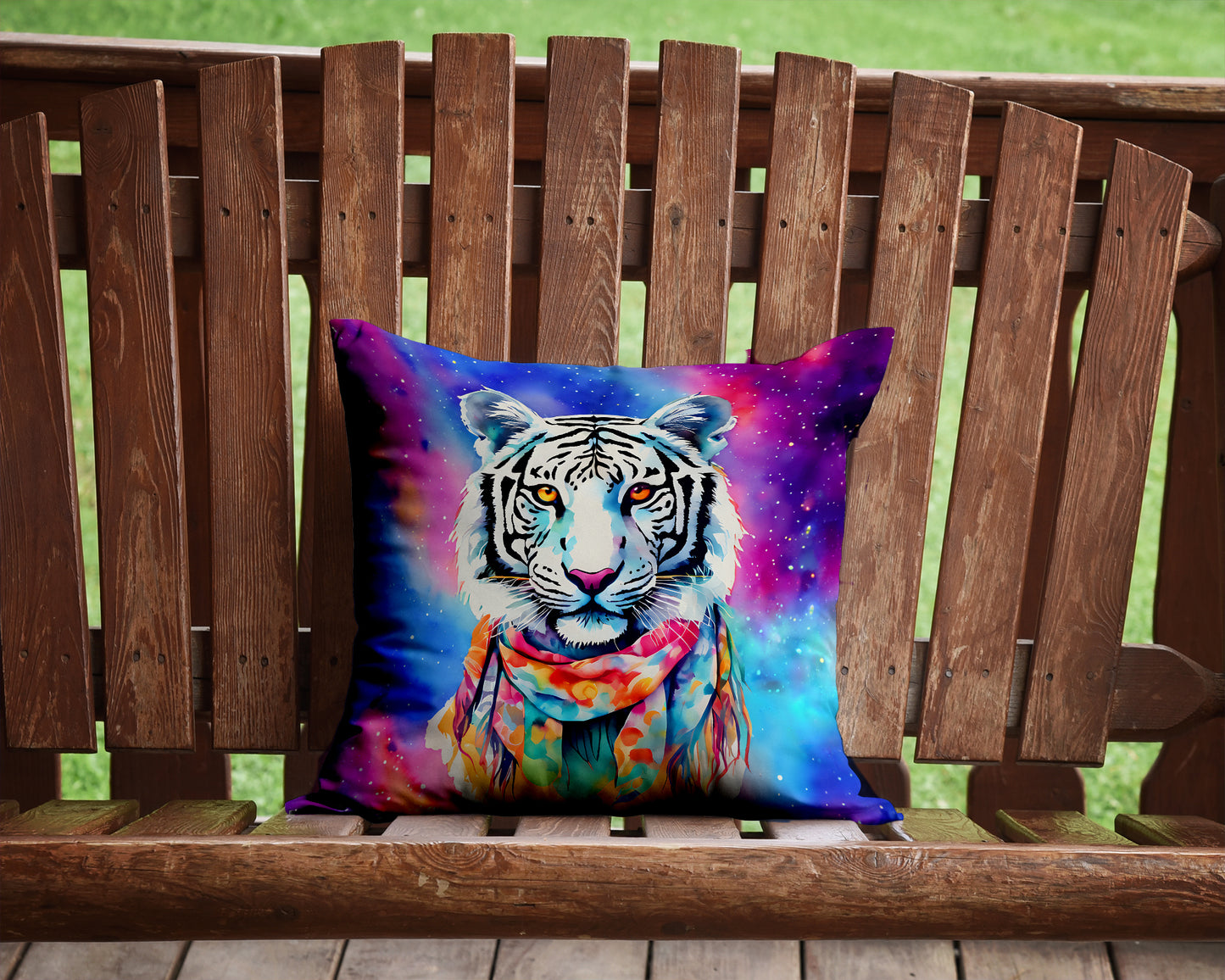 Hippie Animal White Tiger Throw Pillow