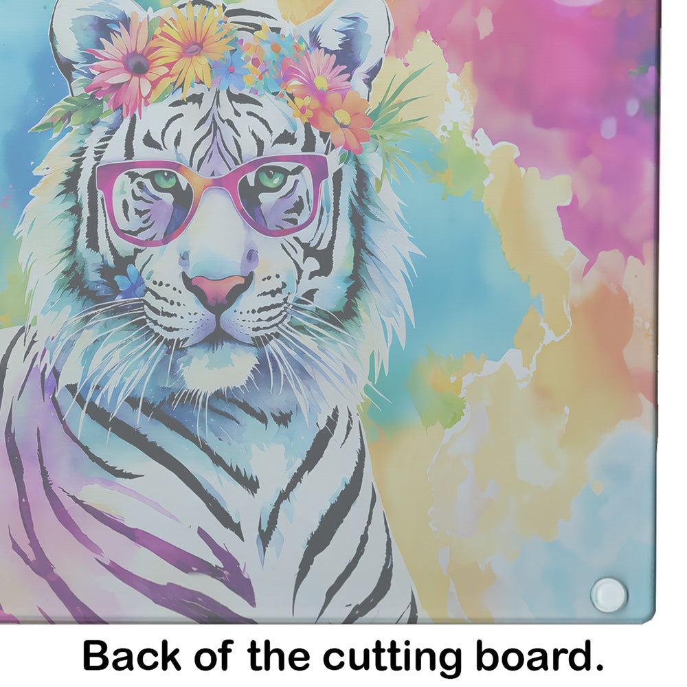 Hippie Animal White Tiger Glass Cutting Board