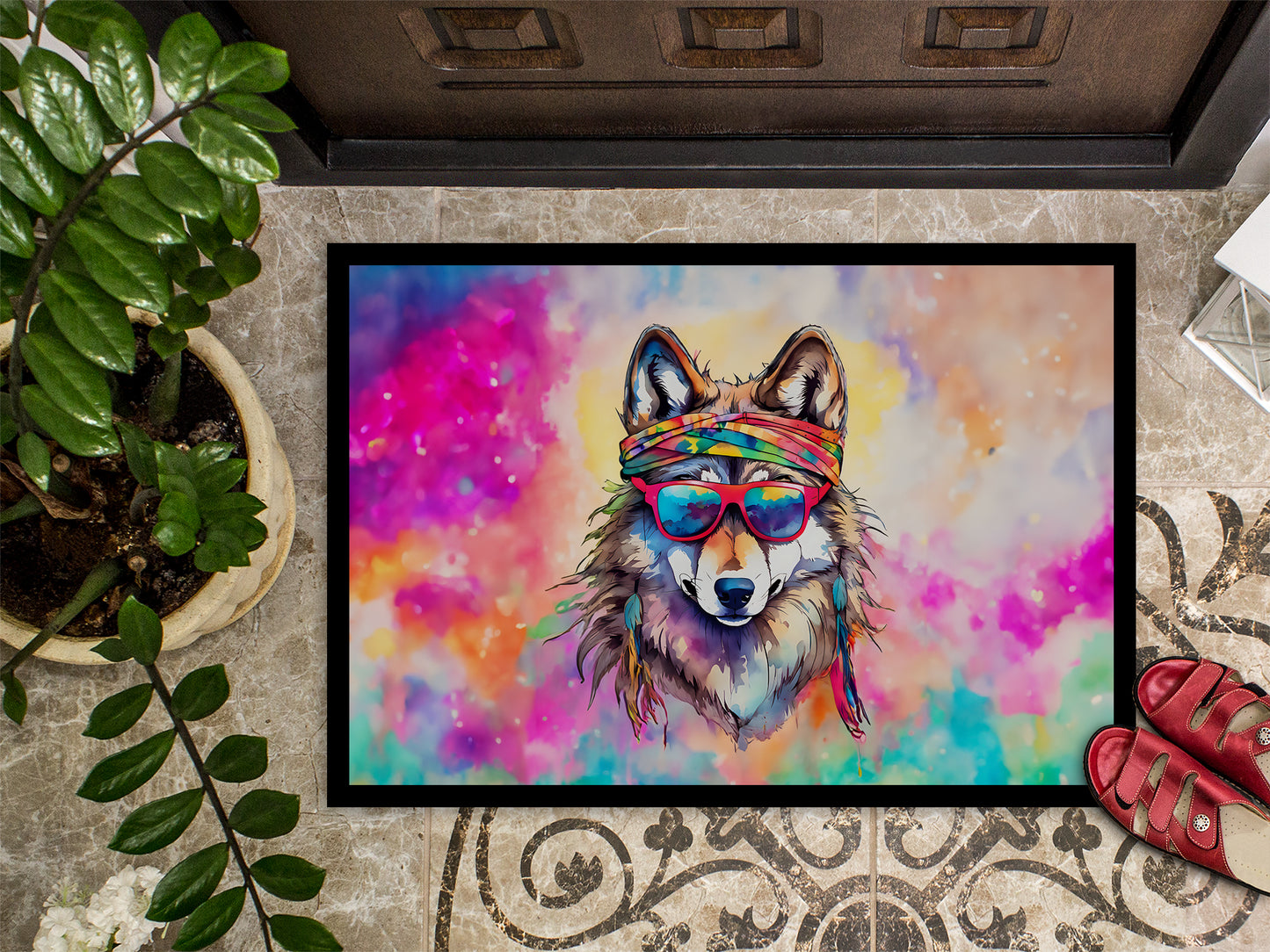 Hippie Animal Wolf Doormat