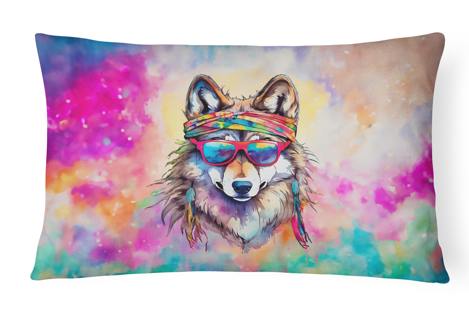 Buy this Hippie Animal Wolf Throw Pillow