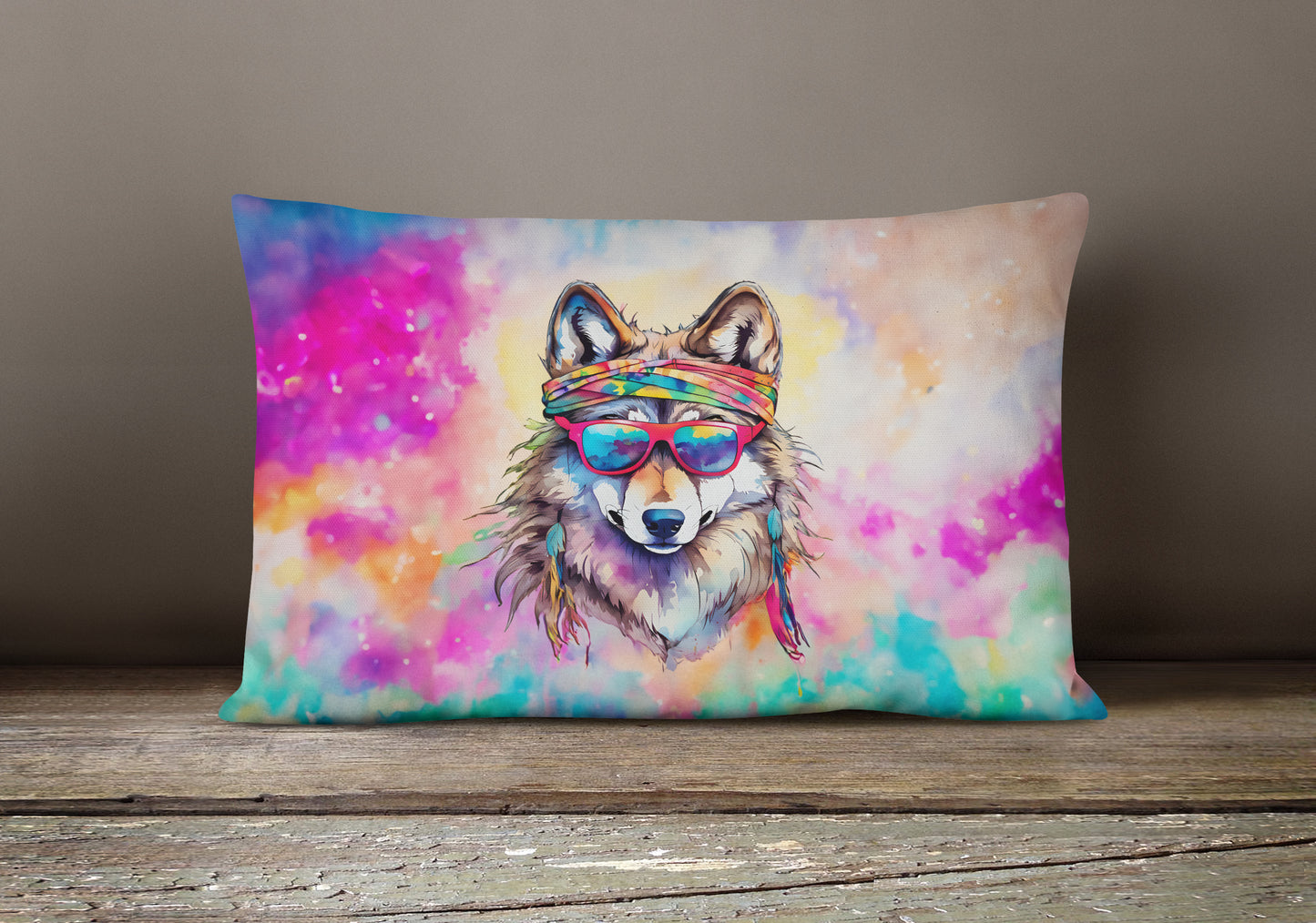 Hippie Animal Wolf Throw Pillow