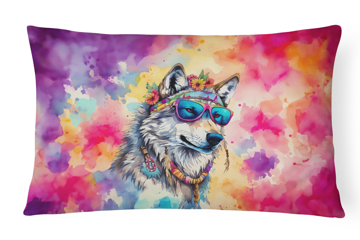 Buy this Hippie Animal Wolf Throw Pillow