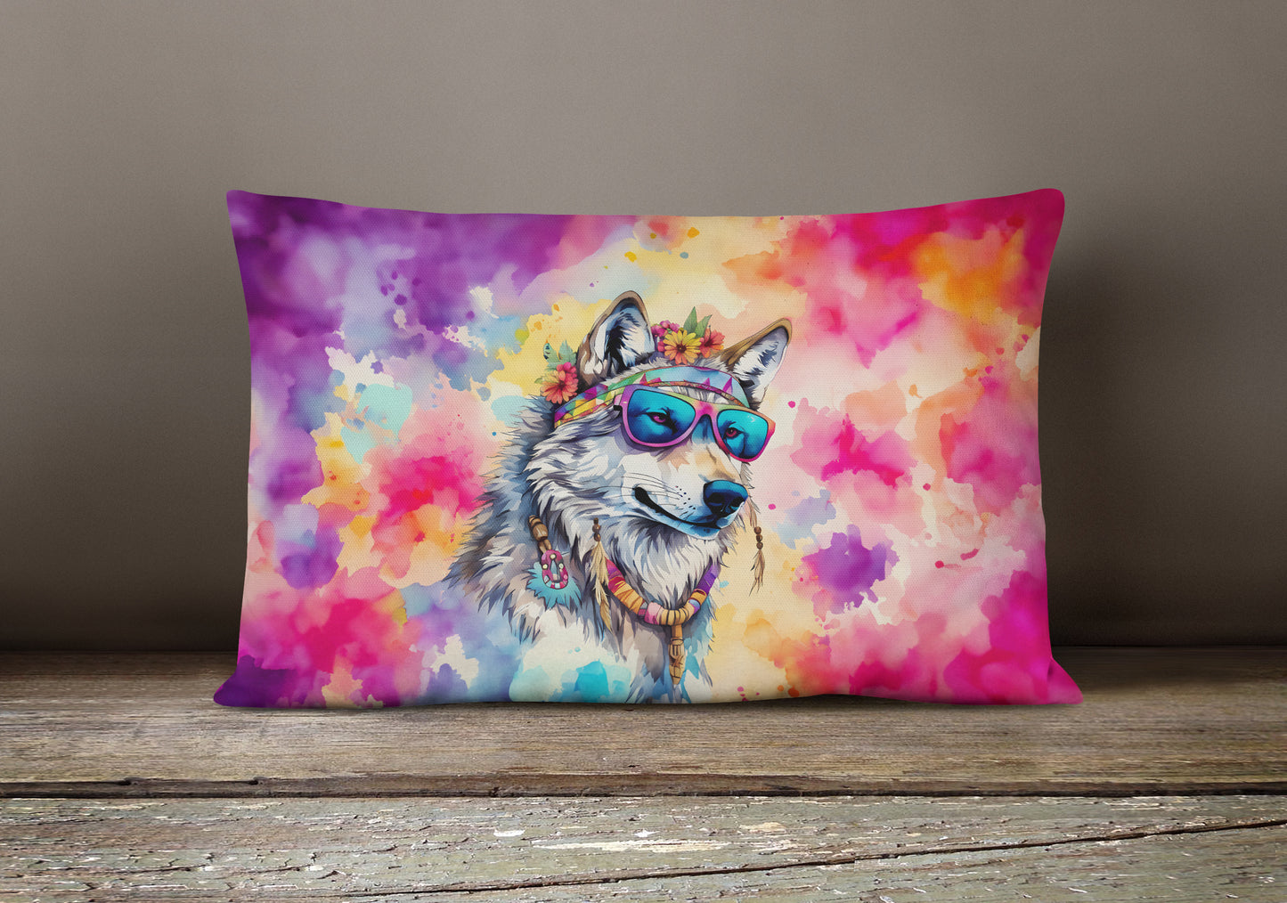 Hippie Animal Wolf Throw Pillow