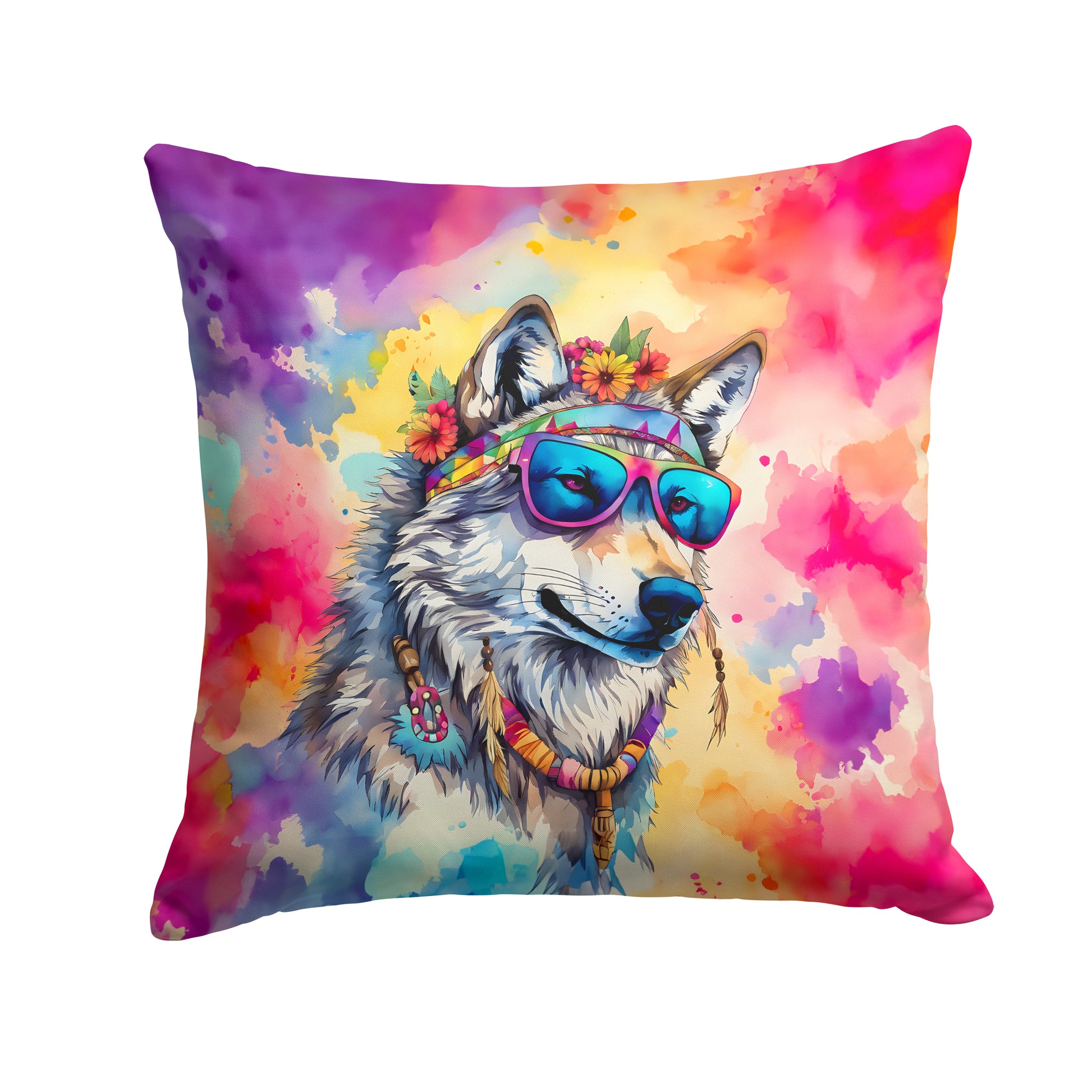 Buy this Hippie Animal Wolf Throw Pillow