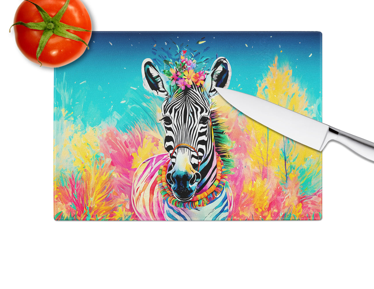 Hippie Animal Zebra Glass Cutting Board