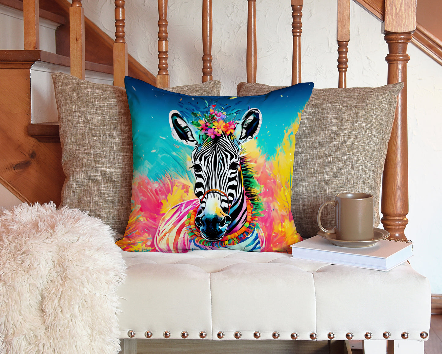 Hippie Animal Zebra Throw Pillow