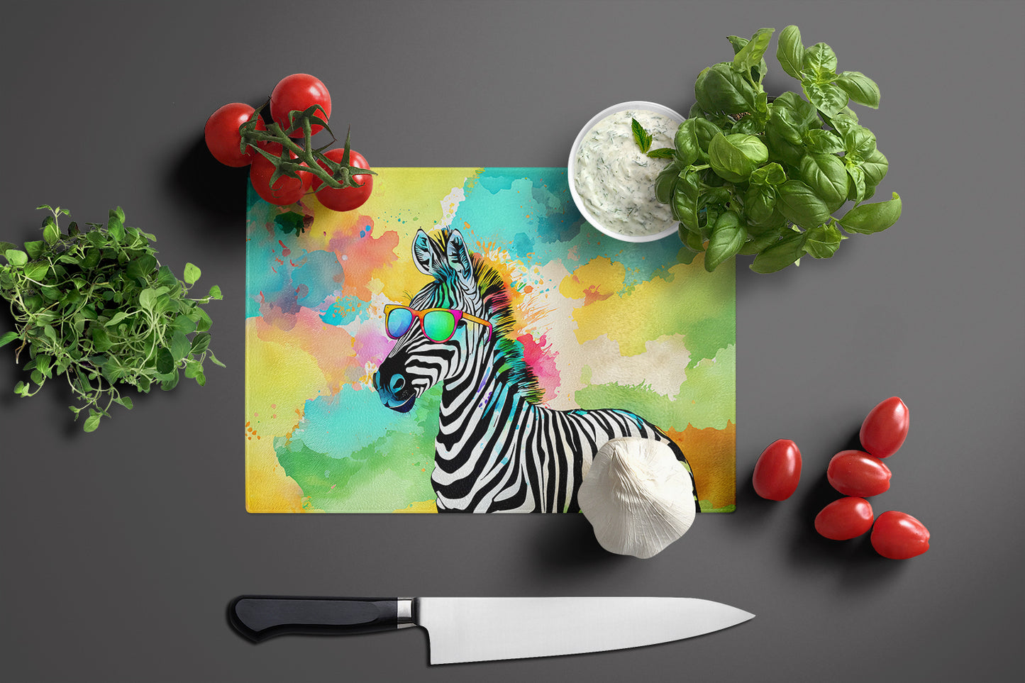 Hippie Animal Zebra Glass Cutting Board