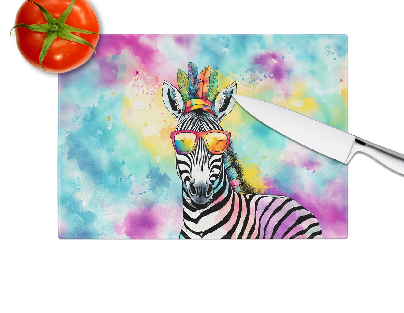 Hippie Animal Zebra Glass Cutting Board