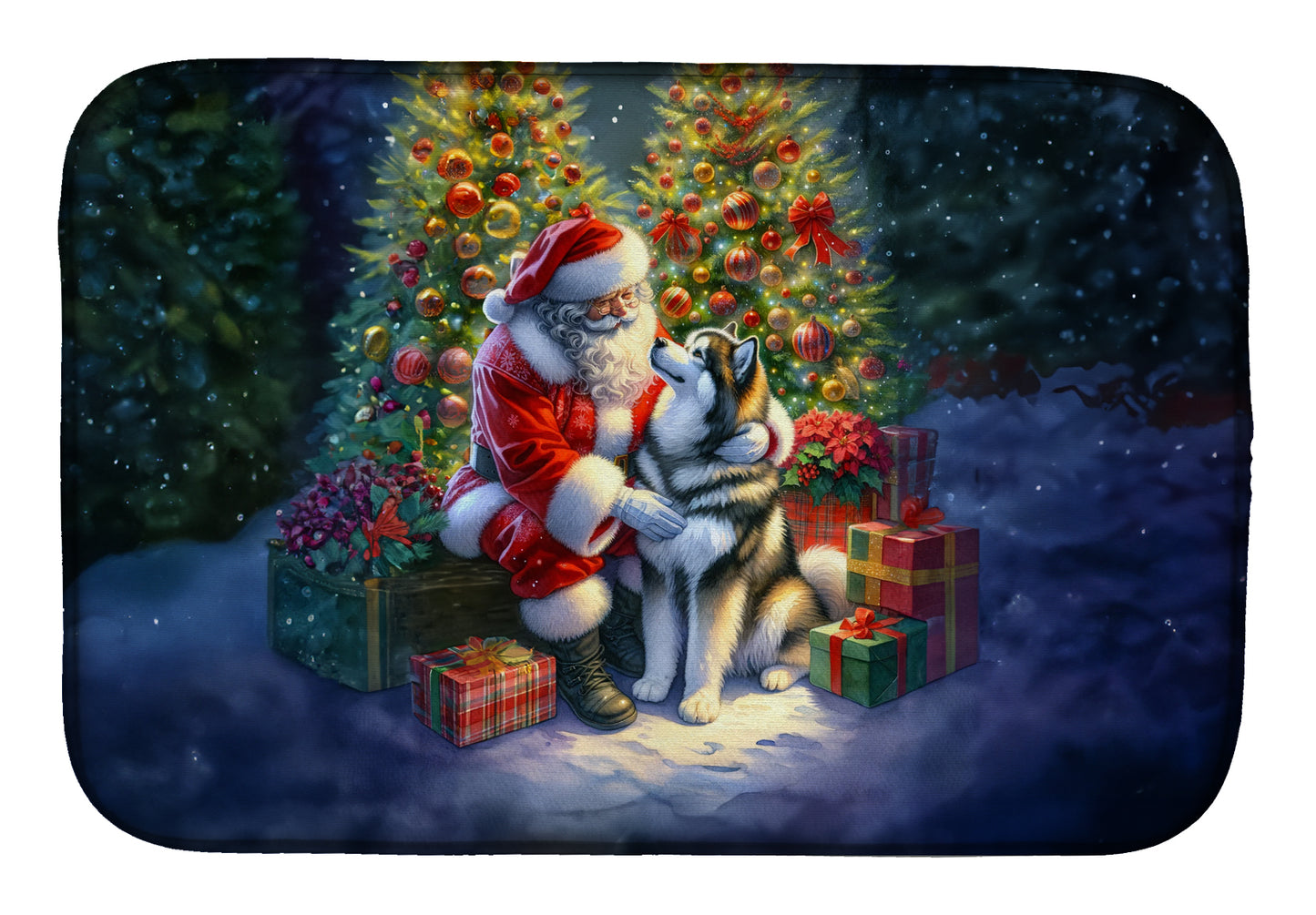 Buy this Alaskan Malamute and Santa Claus Dish Drying Mat