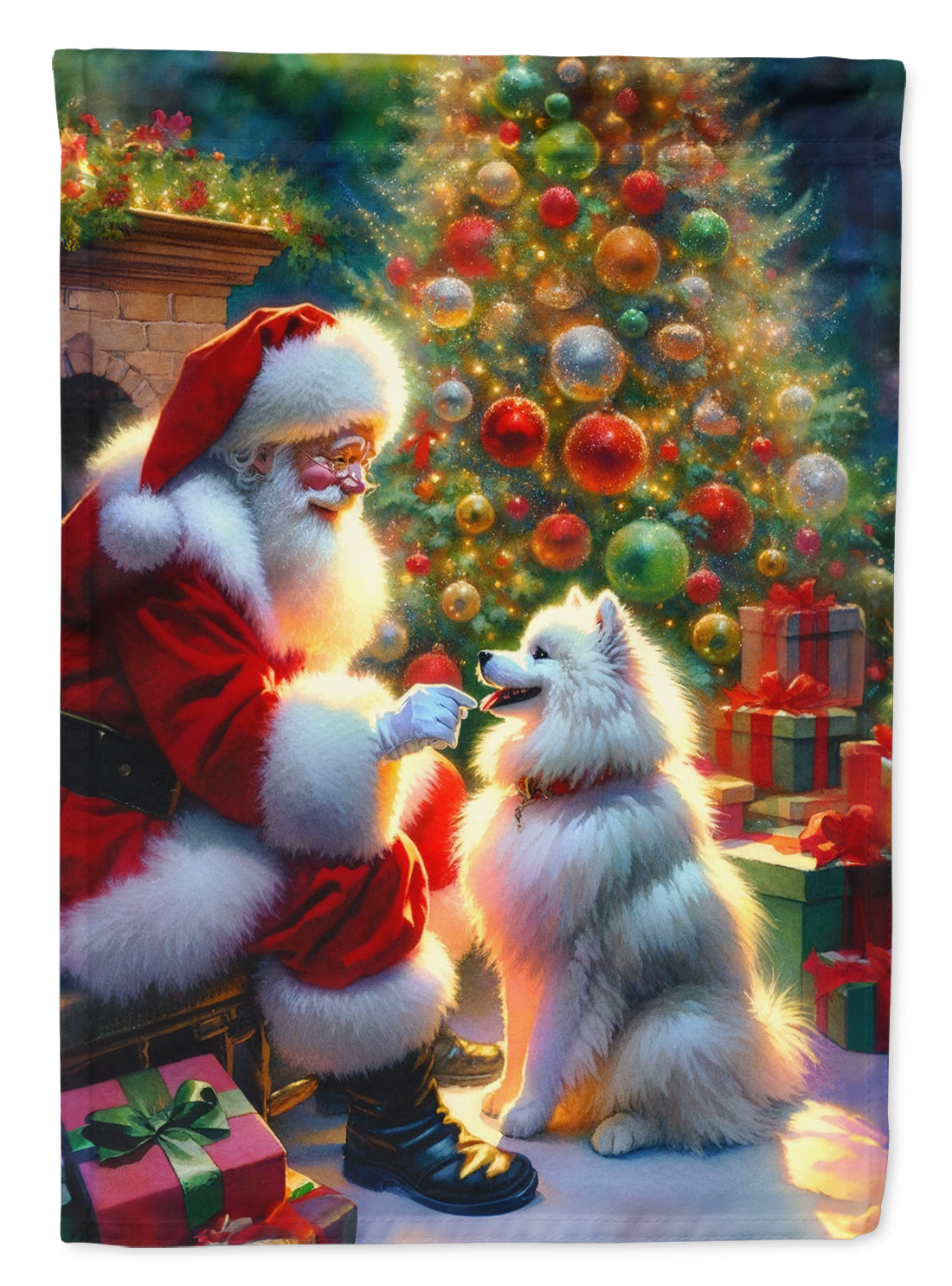 Buy this American Eskimo and Santa Claus House Flag