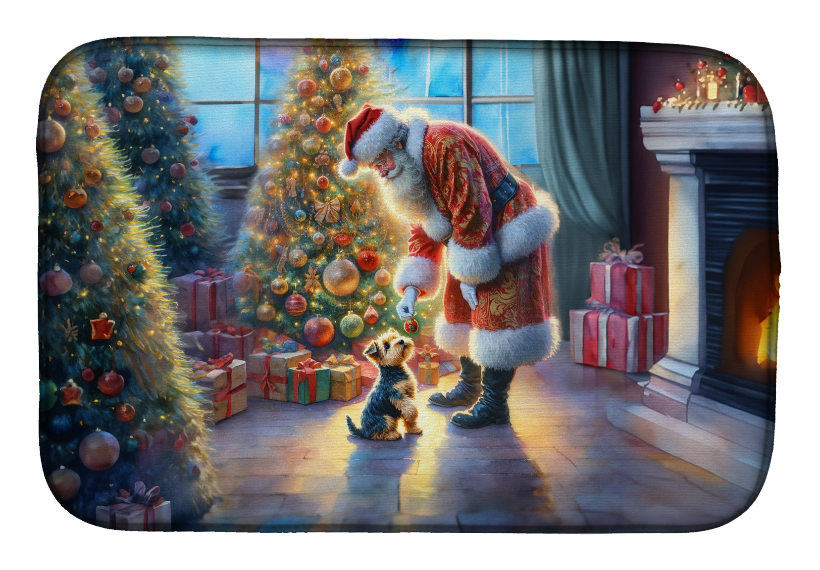 Buy this Australian Terrier and Santa Claus Dish Drying Mat