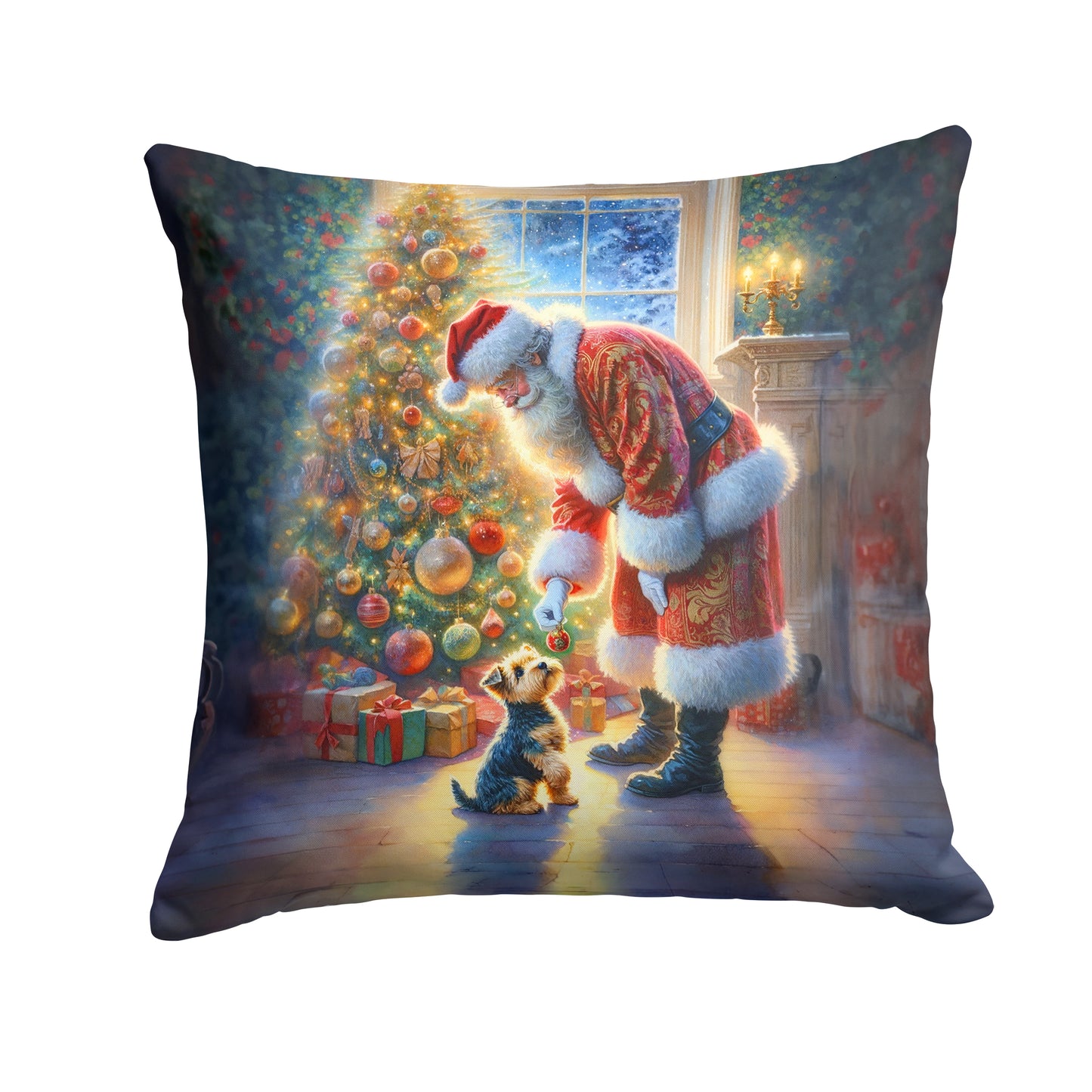 Buy this Australian Terrier and Santa Claus Throw Pillow