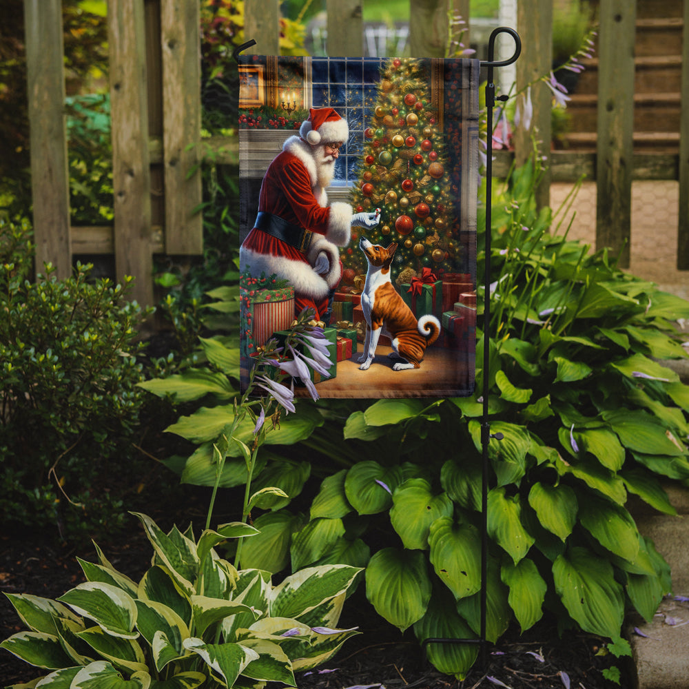 Basenji and Santa Claus Garden Flag