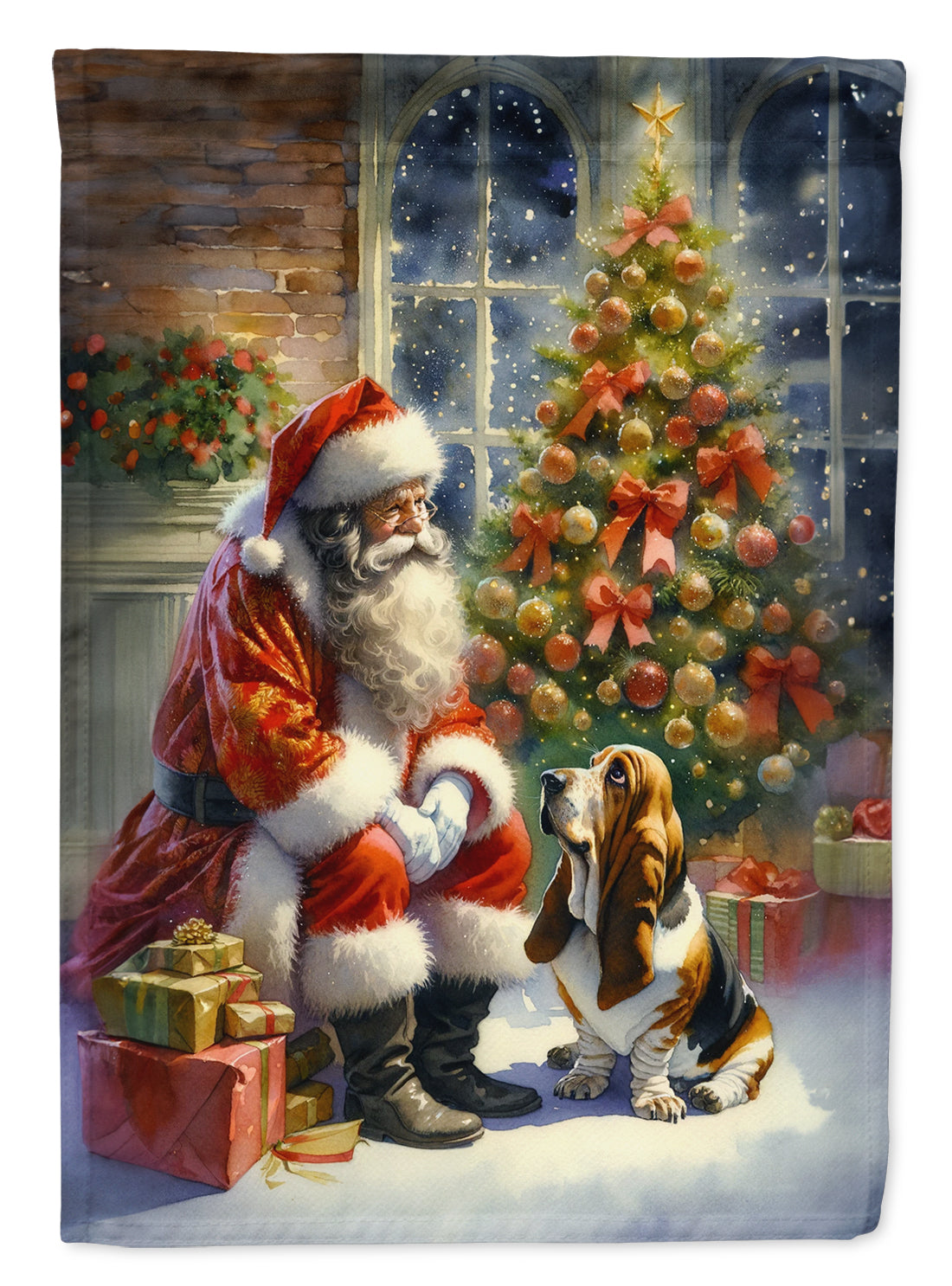 Buy this Basset Hound and Santa Claus Garden Flag