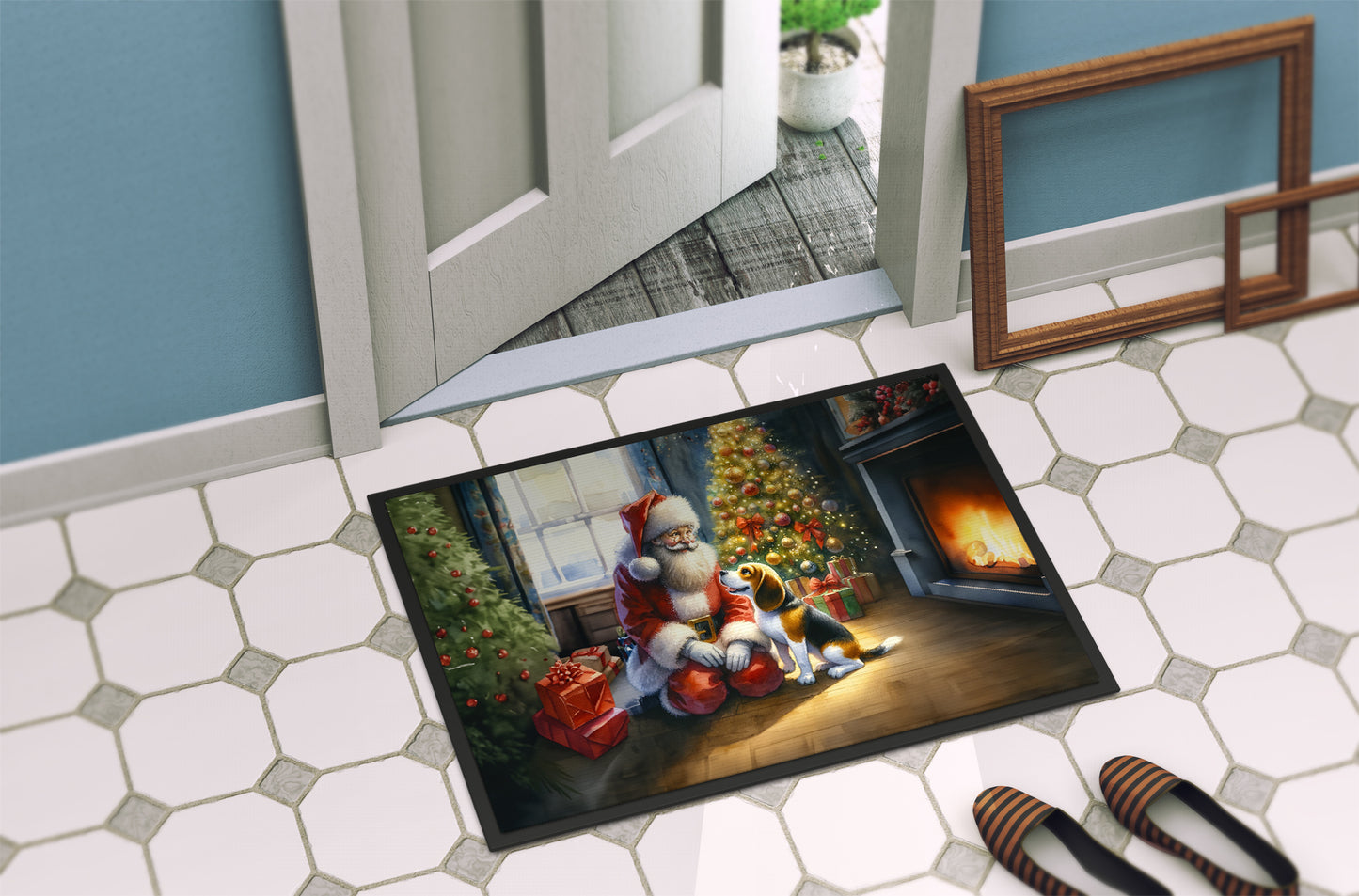 Beagle and Santa Claus Doormat