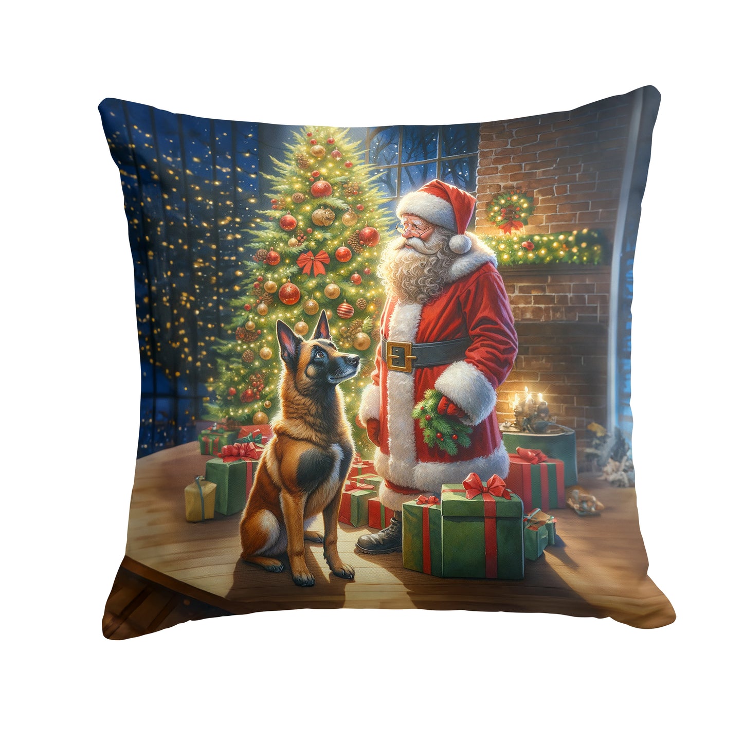 Buy this Belgian Malinois and Santa Claus Throw Pillow