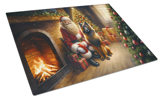 Buy this Belgian Tervuren and Santa Claus Glass Cutting Board